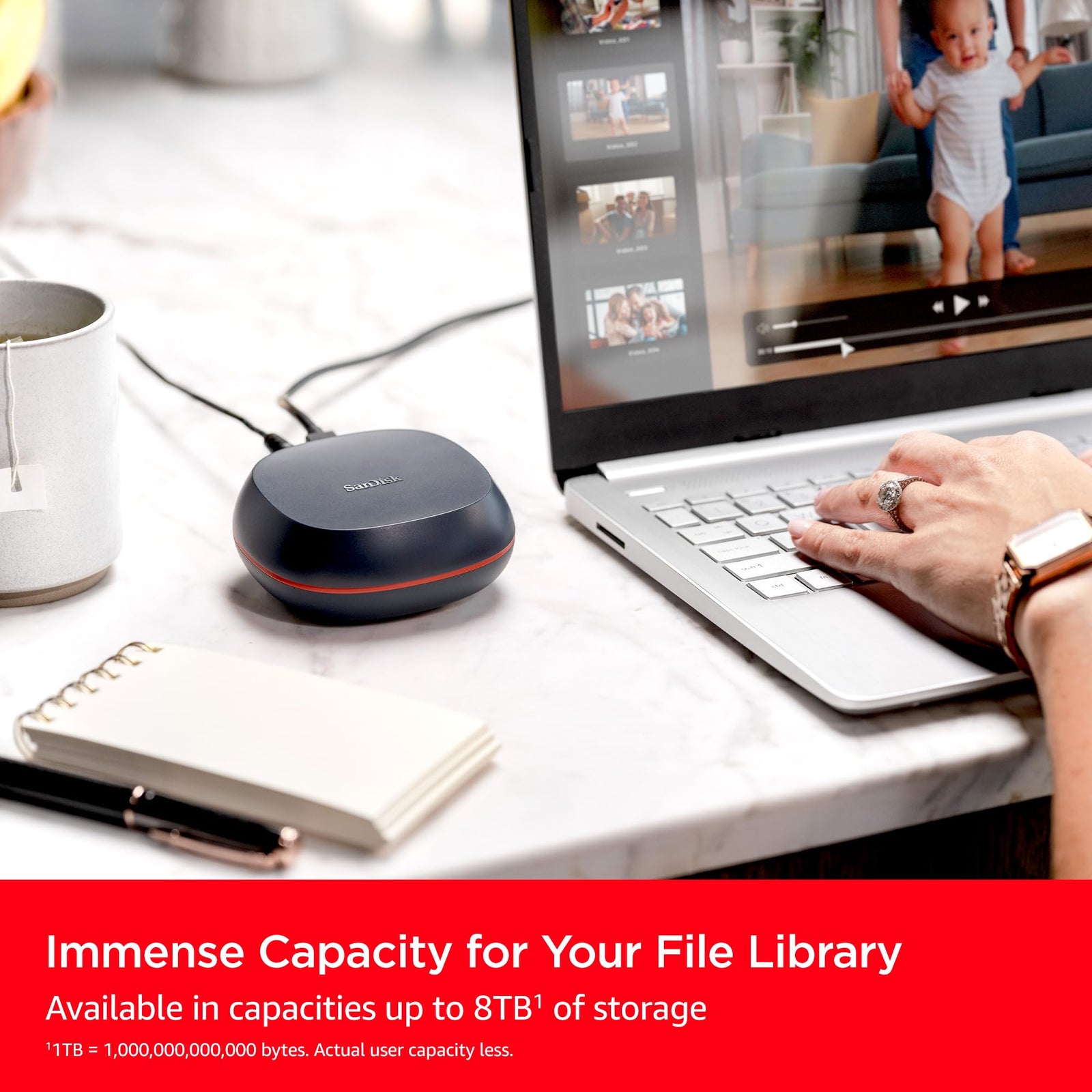 SanDisk 8TB Desk Drive – Desktop External SSD, Up to 1000MB/s, USB -C, USB 3.2 Gen 2 Solid State Drive - SDSSDT40-8T00-NA25