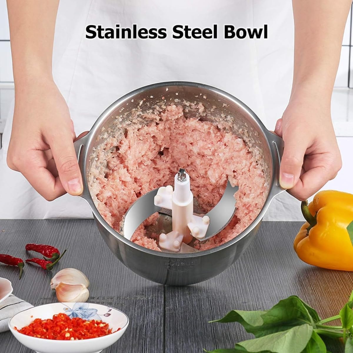 Powerful 3L Electric Meat Grinder, Stainless Steel Blender Mincer Mixer Food Processor Machine - 800W Heavy Duty Motor for Fast Grinding & Easy Cleaning - Multi-function Meat Chopper