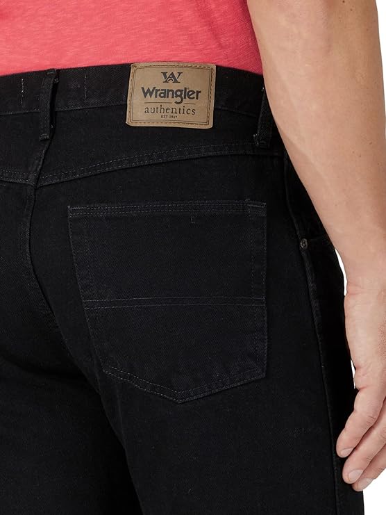 Wrangler Authentics Men's Classic 5-Pocket Regular Fit Cotton Jean, Black, 29W / 30L