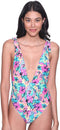 Funky Fish Women's Floral V-Neck Sleeveless Swimsuit