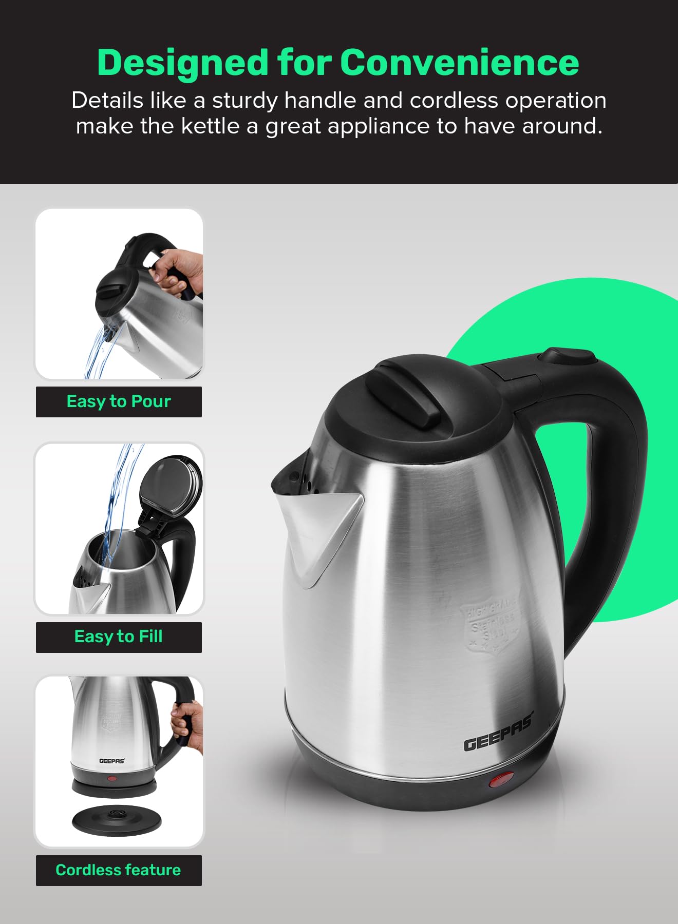 Geepas Kettle, Silver, GK5454