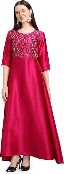 Womanista Women's Satin Regular Kurta (Size M)