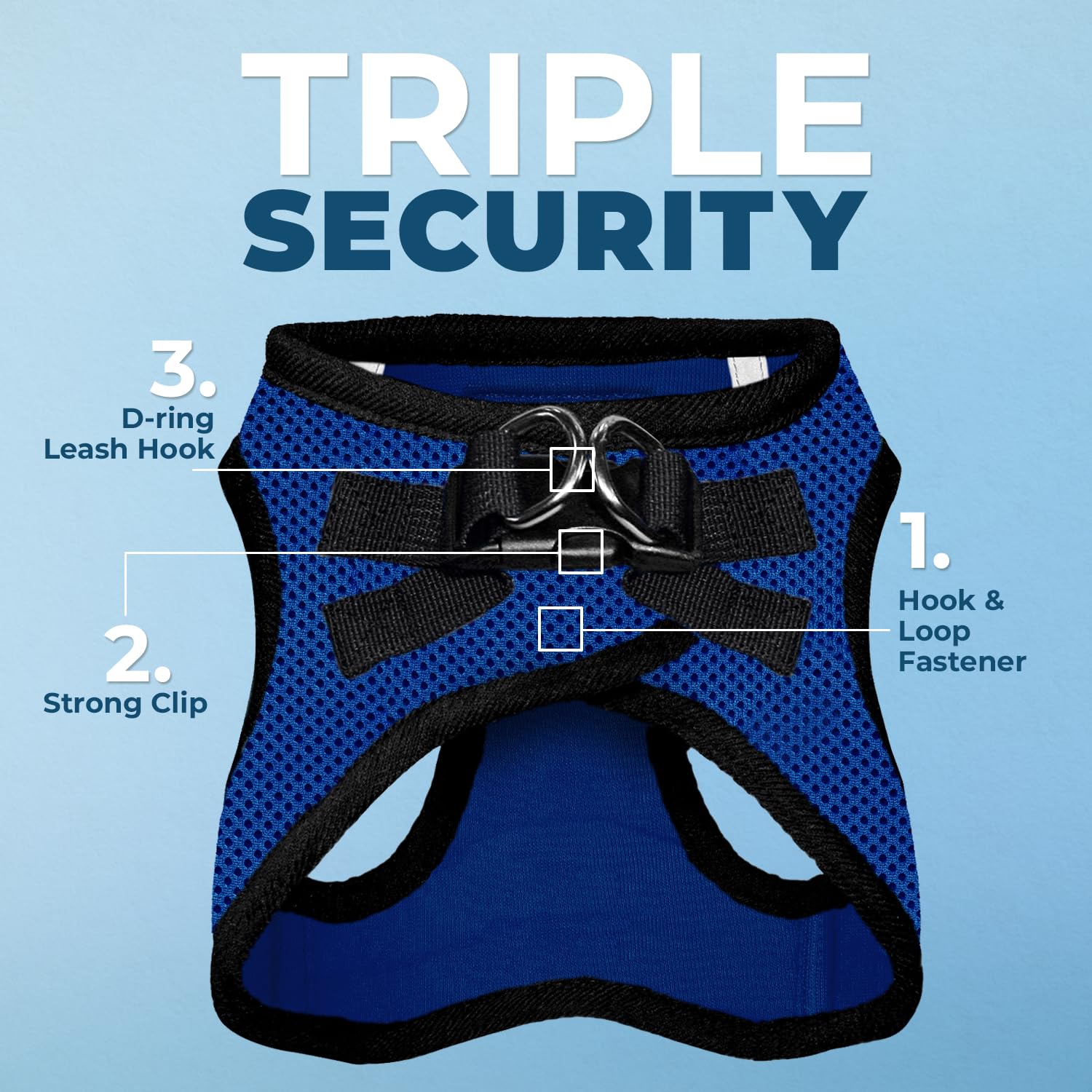 Best Pet Supplies Voyager Step-in Air Dog Harness - All Weather Mesh Step in Harness for Small and Medium Dogs and Cats - Harness (Royal Blue/Black Trim), L (Chest: 18-20.5