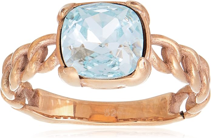 GUESS UBR20027-50 Women's Stainless Steel Ring with Zircon Middle Stone - Rose Gold