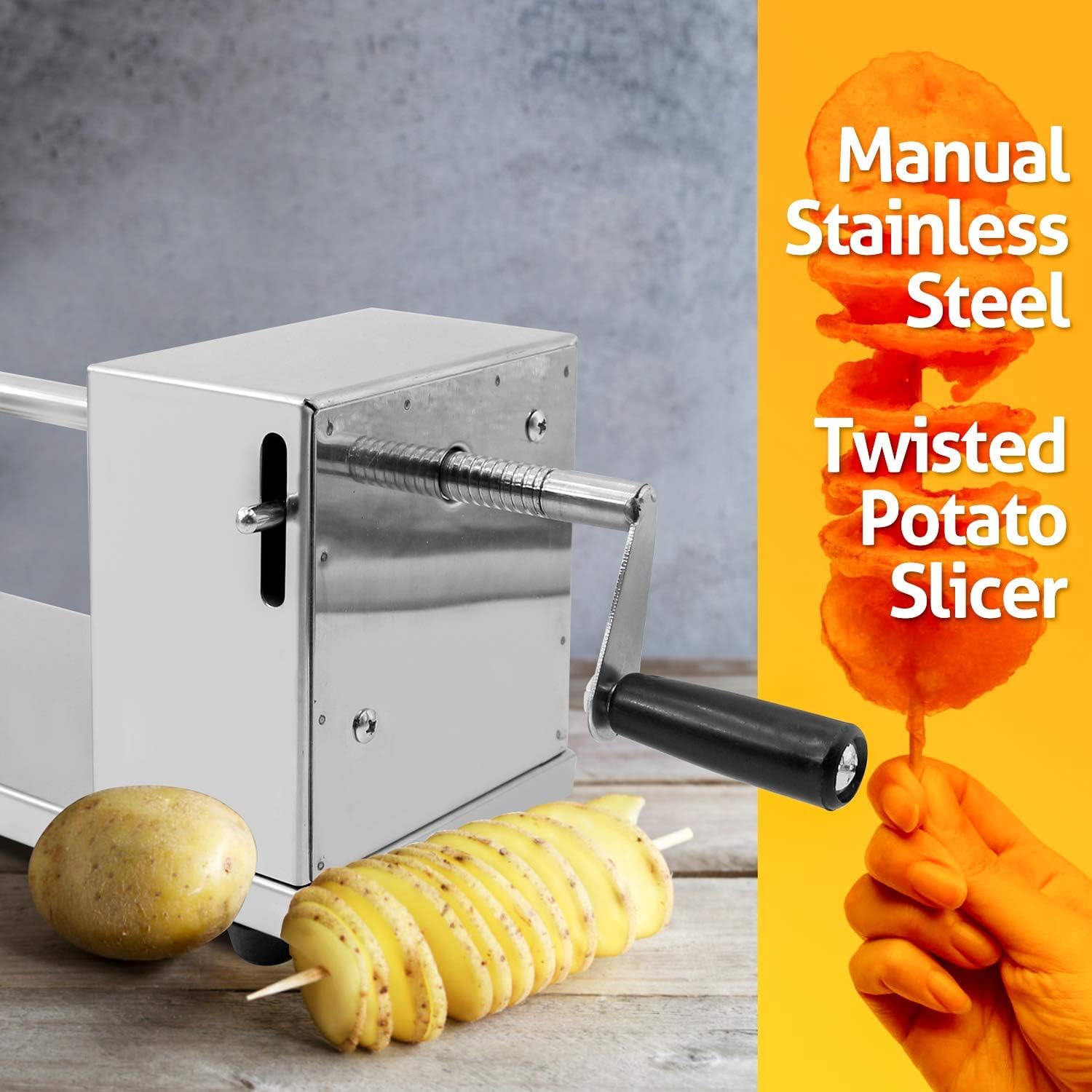 ECVV Manual Stainless Steel Twisted Potato Slicer Spiral Vegetable Cutter French Fry