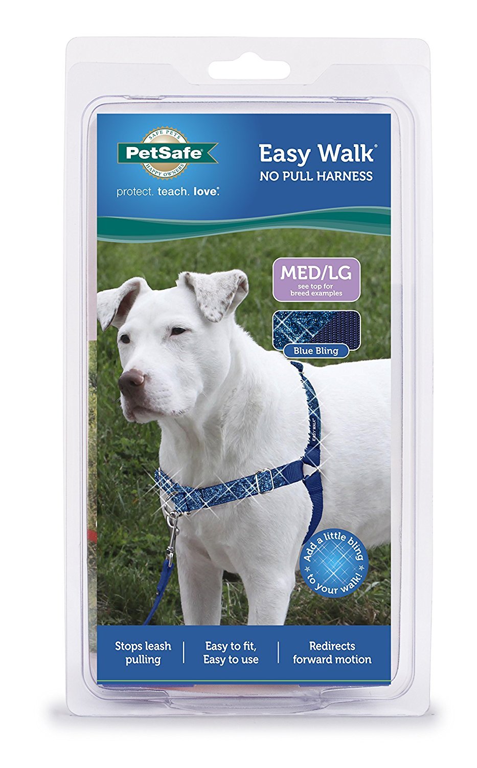 PetSafe Bling Easy Walk Harness, Medium/Large, Blue