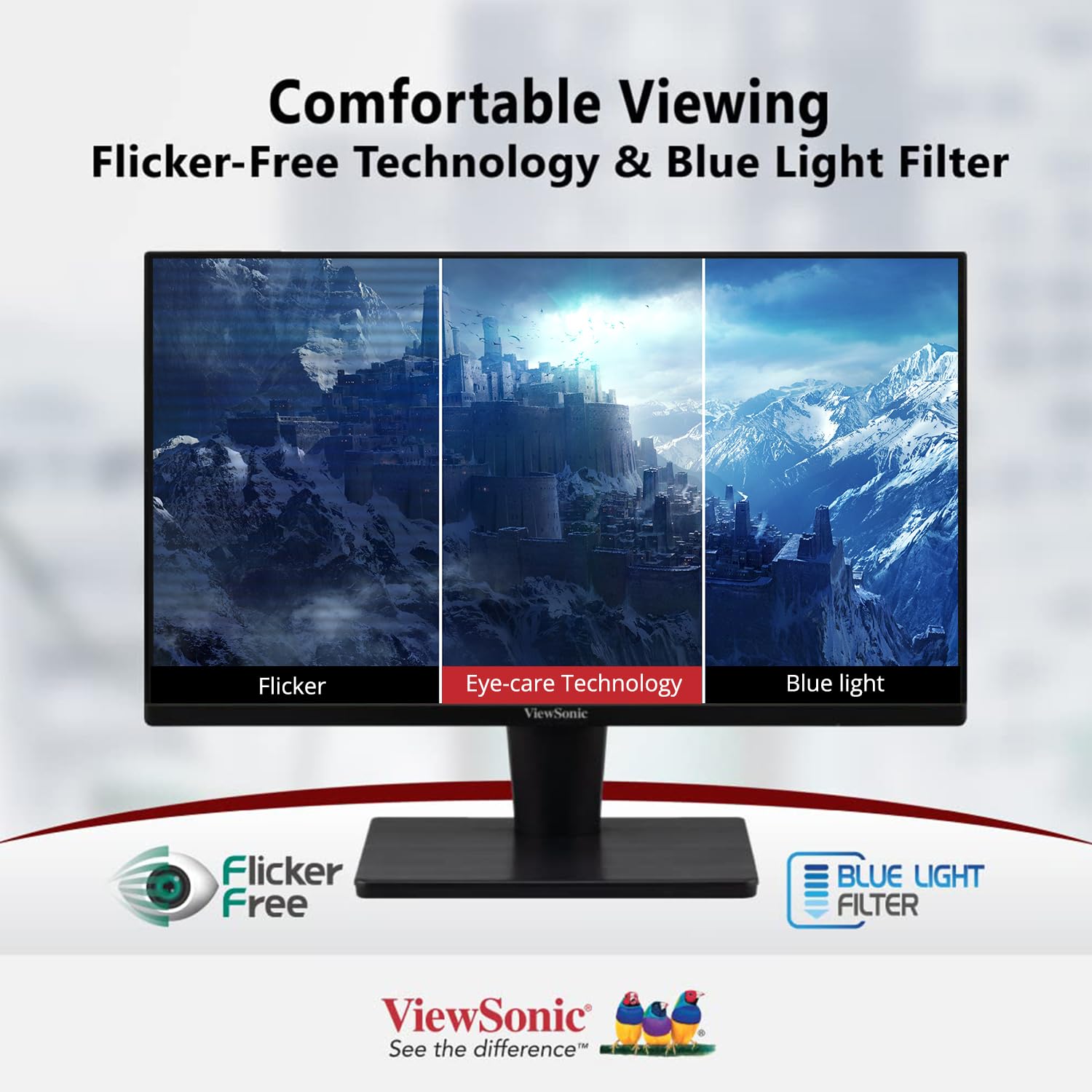 ViewSonic 22 Inch Full HD 1080p LED 1920 x 1080 Pixels Backlit Display AMD Freesync Monitor with HDMI, VGA, Tilt, Eye Care Technology, SRGB104% and 5 Year Warranty Upon Registration-VA2215-H