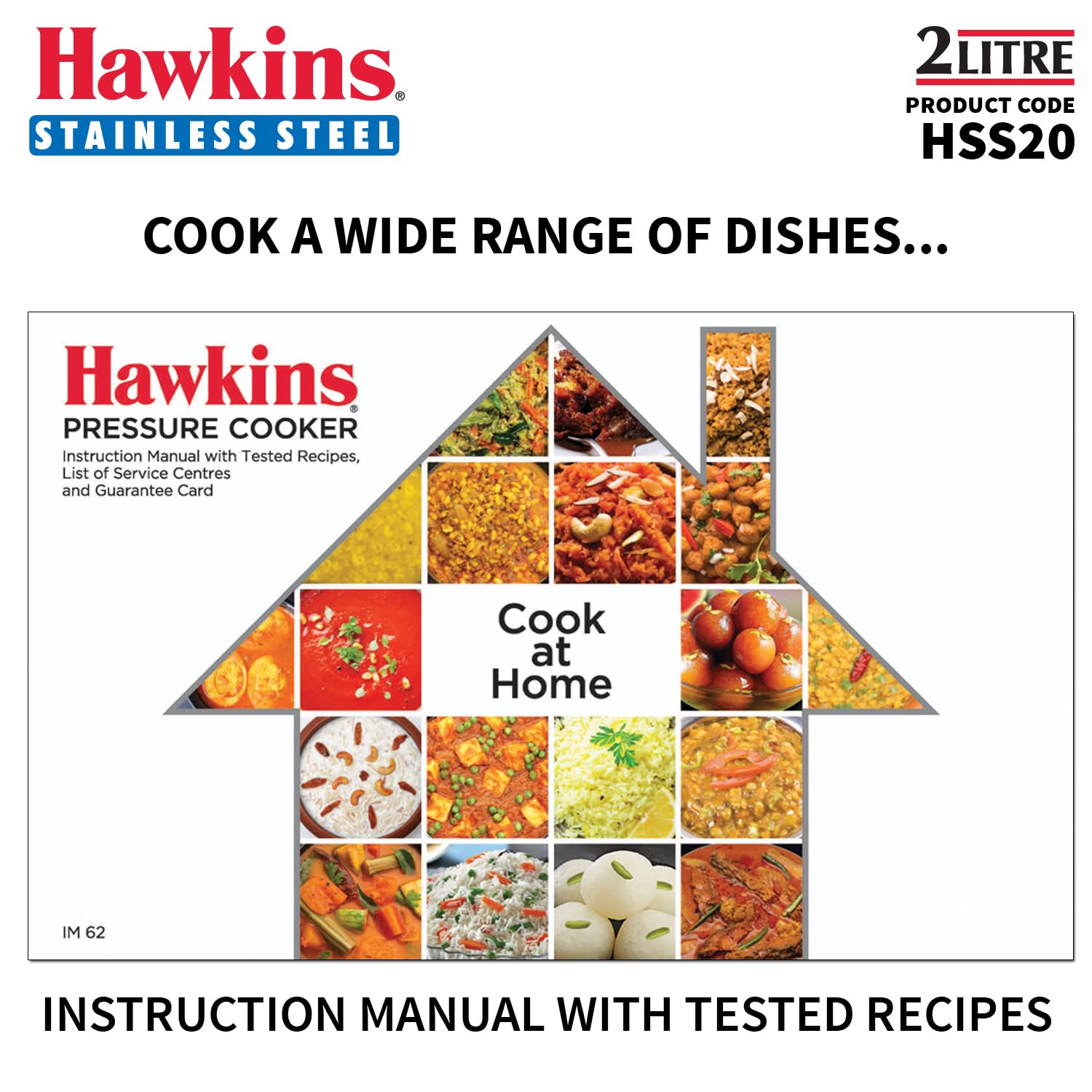 Hawkins Stainless Steel Induction Compatible Inner Lid Pressure Cooker, 2 Litre, Silver (HSS20)