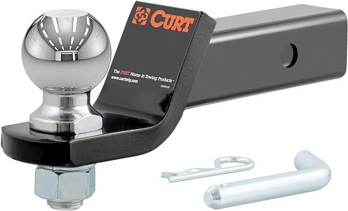 CURT 45041 Trailer Hitch Mount with 2-5/16-Inch Ball & Pin, Fits 2-Inch Receiver, 7,500 lbs, 2-In Drop