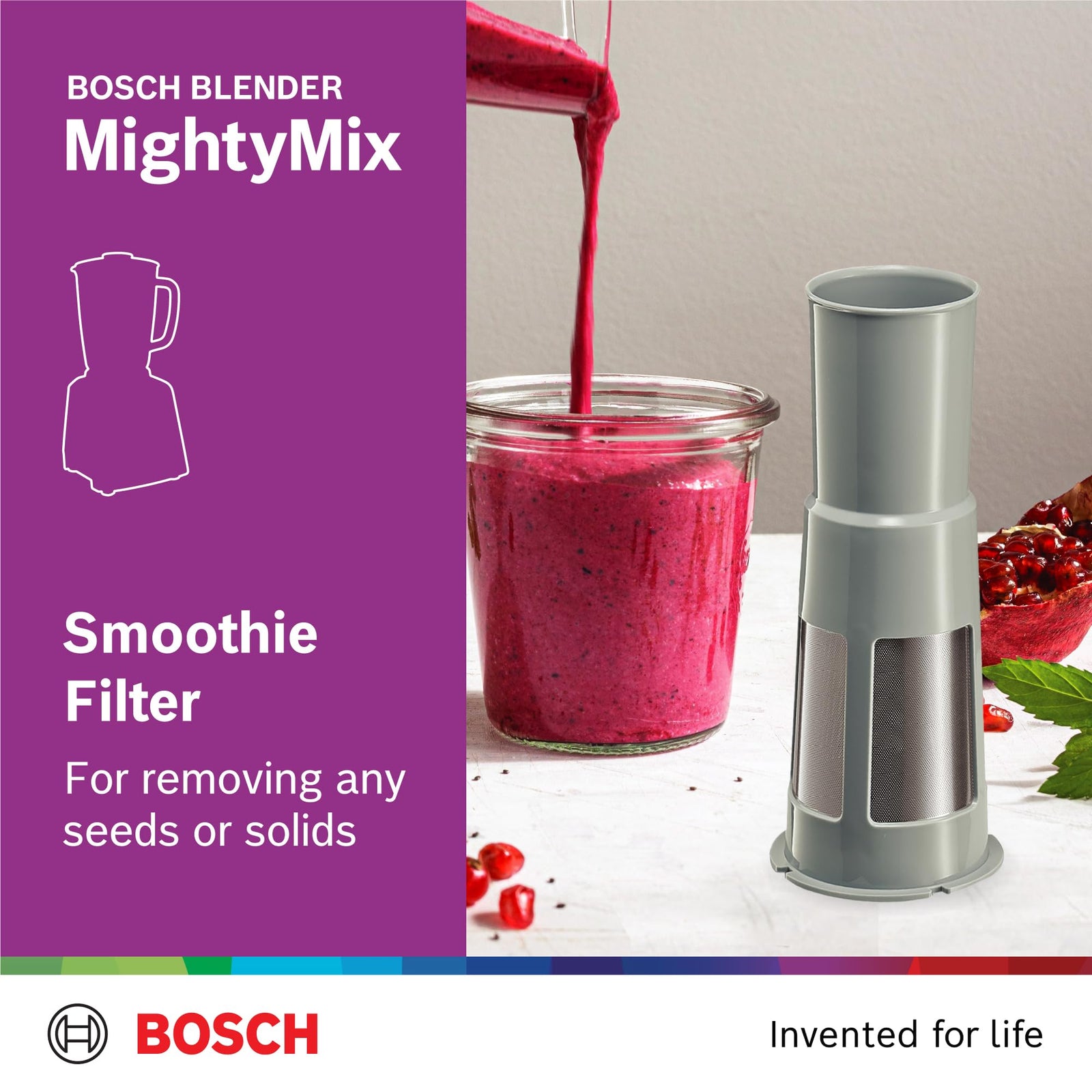 Bosch Blender 600 W Stirring Machine, 1500 ml Food Capacity, with Smoothie Filter and Grinder, German Engineering, Mightymixx