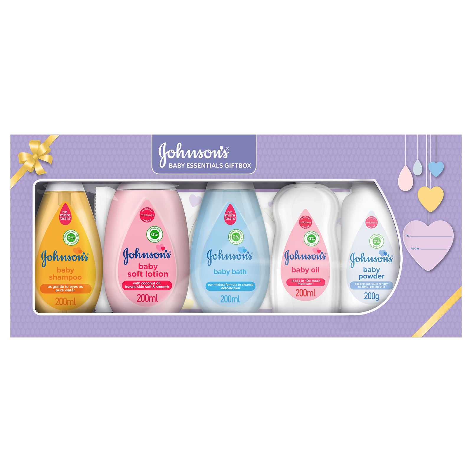 Johnson's Baby Essentials Gift Box: Baby Shampoo, Soft Lotion, Bath, Oil, Powder, Wipes