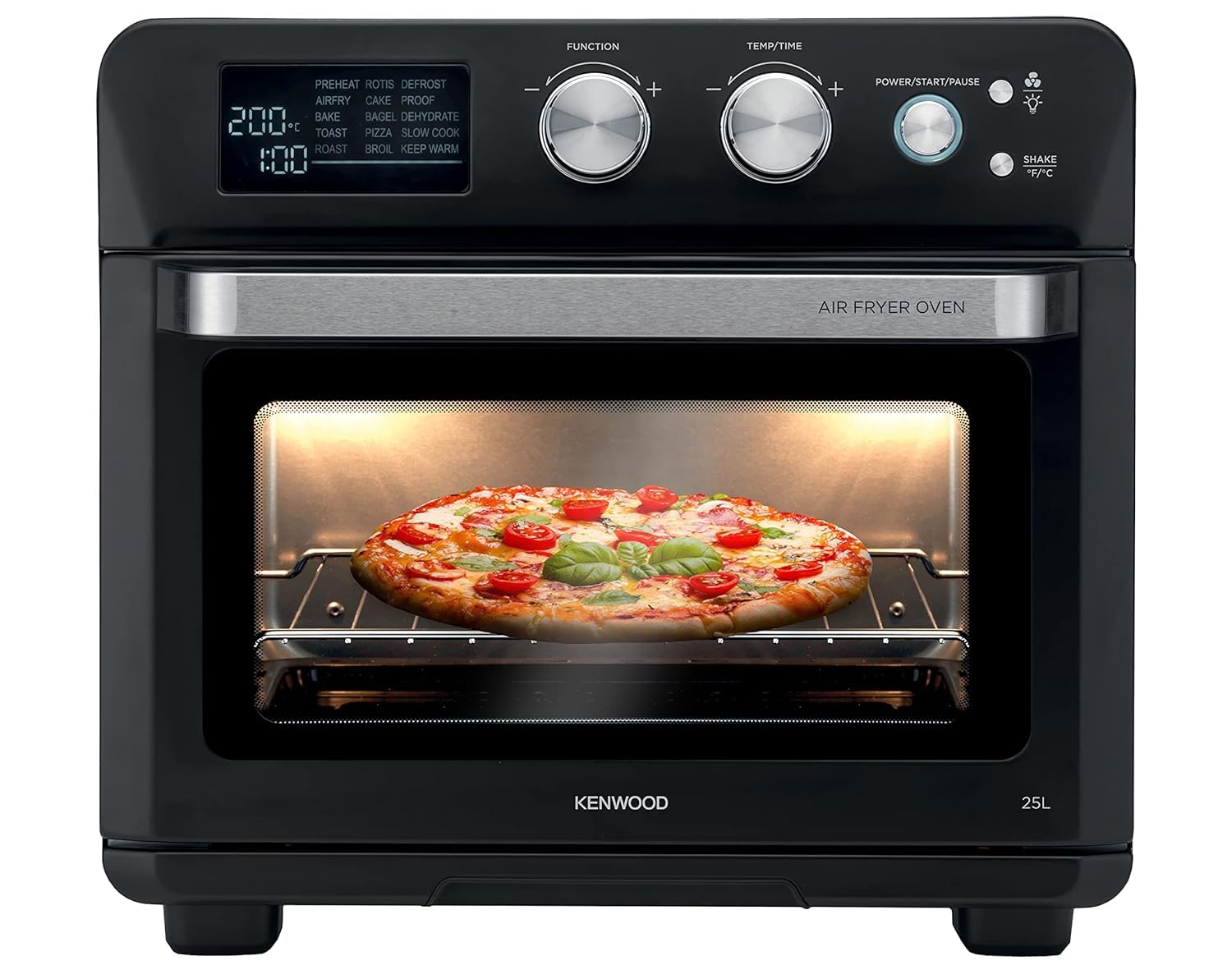 Kenwood 2-in-1 25L Toaster Oven+Air Fryer - Oven Toaster Grill with Large Capacity, Rotisserie Function for Frying, Roasting, Grilling, Broiling, Baking, Browning, Defrosting,Heating MOA25.600BK Black