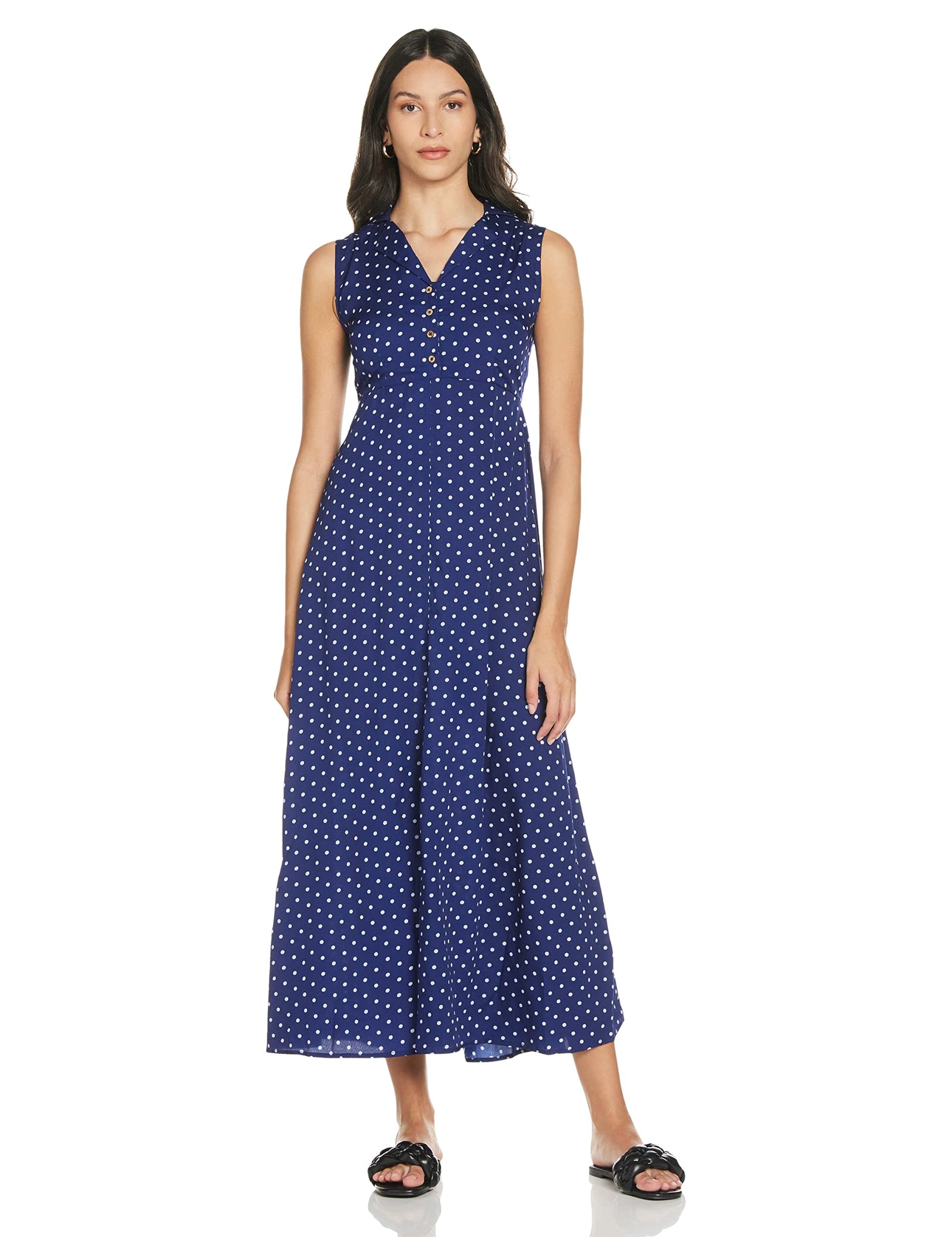 Styleville.in Women's Polyester Fit and Flare Maxi Casual Dress