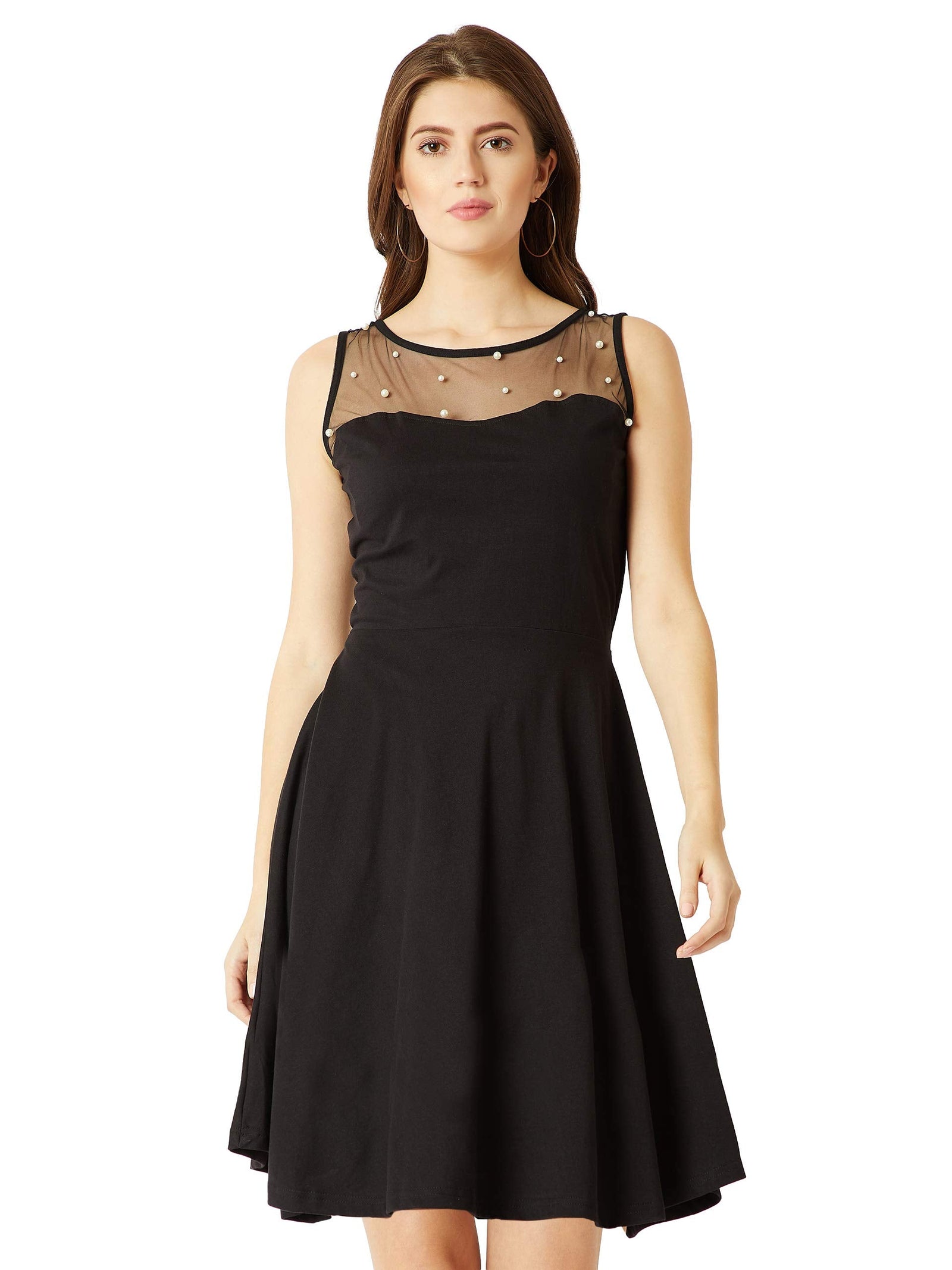 Miss Olive Women's Cotton Skater Mini Dress.Black.L.