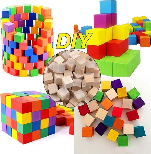 Wooden Cubes, 200 Pieces Natural Square Wooden Blocks Unfinished Craft Wooden Squares