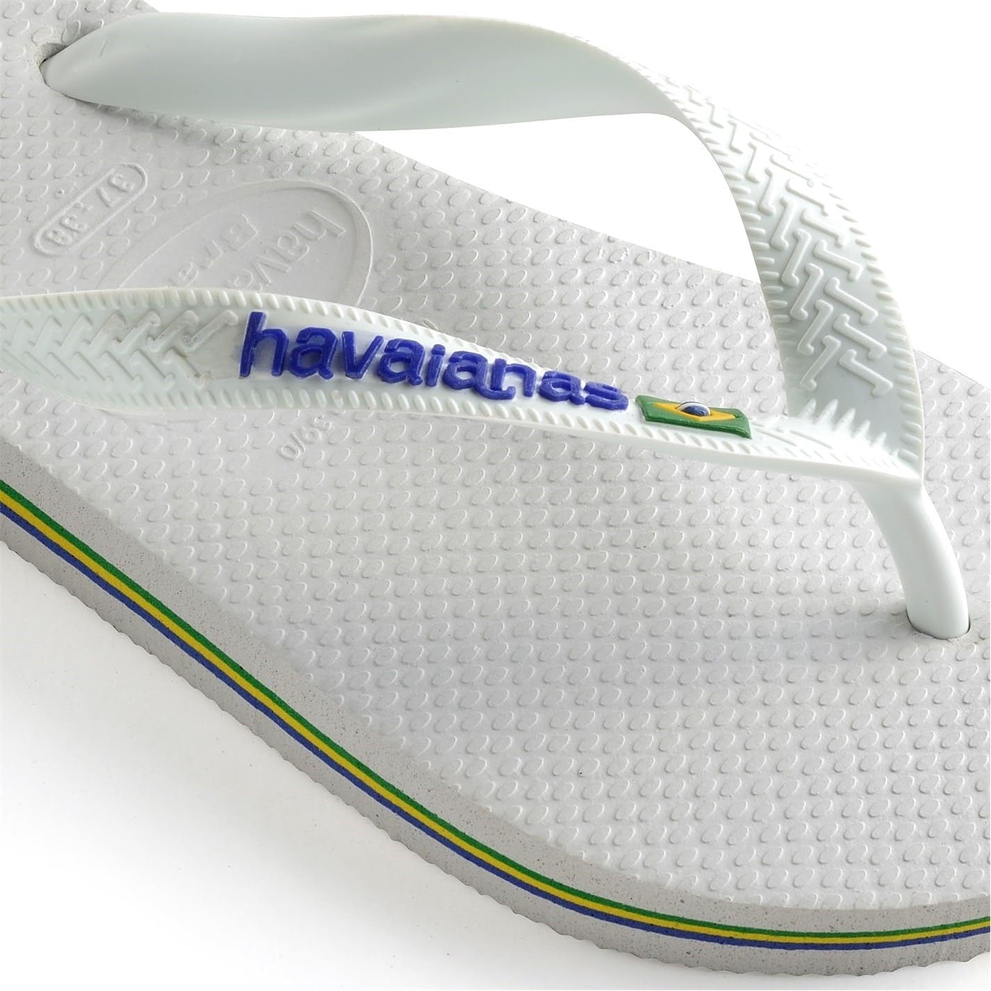 Havaianas Unisex Brasil Logo Thong Flip Flop Slipper, White, 45/46