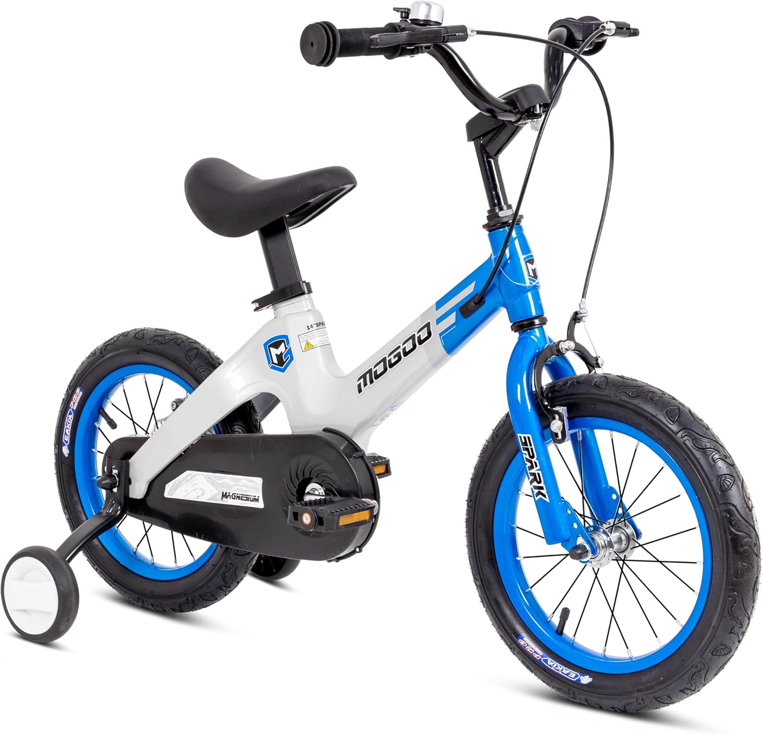 Mogoo Spark Kids Magnesium Alloy Lightweight Bike for 2-8 Years Old Boys Girls, Adjustable Height, Disc Handbrakes, 12in 14in 16-Inch Bicycle w Training Wheels