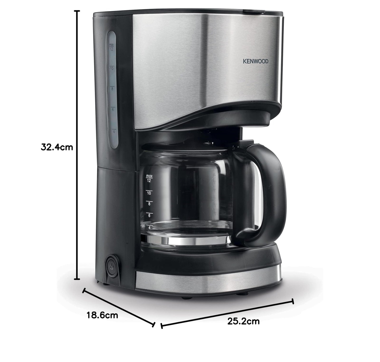 Kenwood Coffee Machine Up To 12 Cup Coffee Maker For Drip Coffee And Americano 900W 40 Min Auto Shut Off, REUSable Filter, Anti Drip Feature, Warming Plate And Easy To Clean Cmm10.000Bm Black/Silver