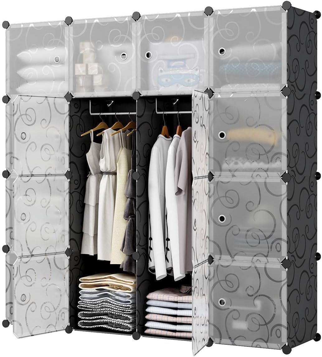 16 Cube Storage Cupboard Cabinet Wardrobe (BLACK)