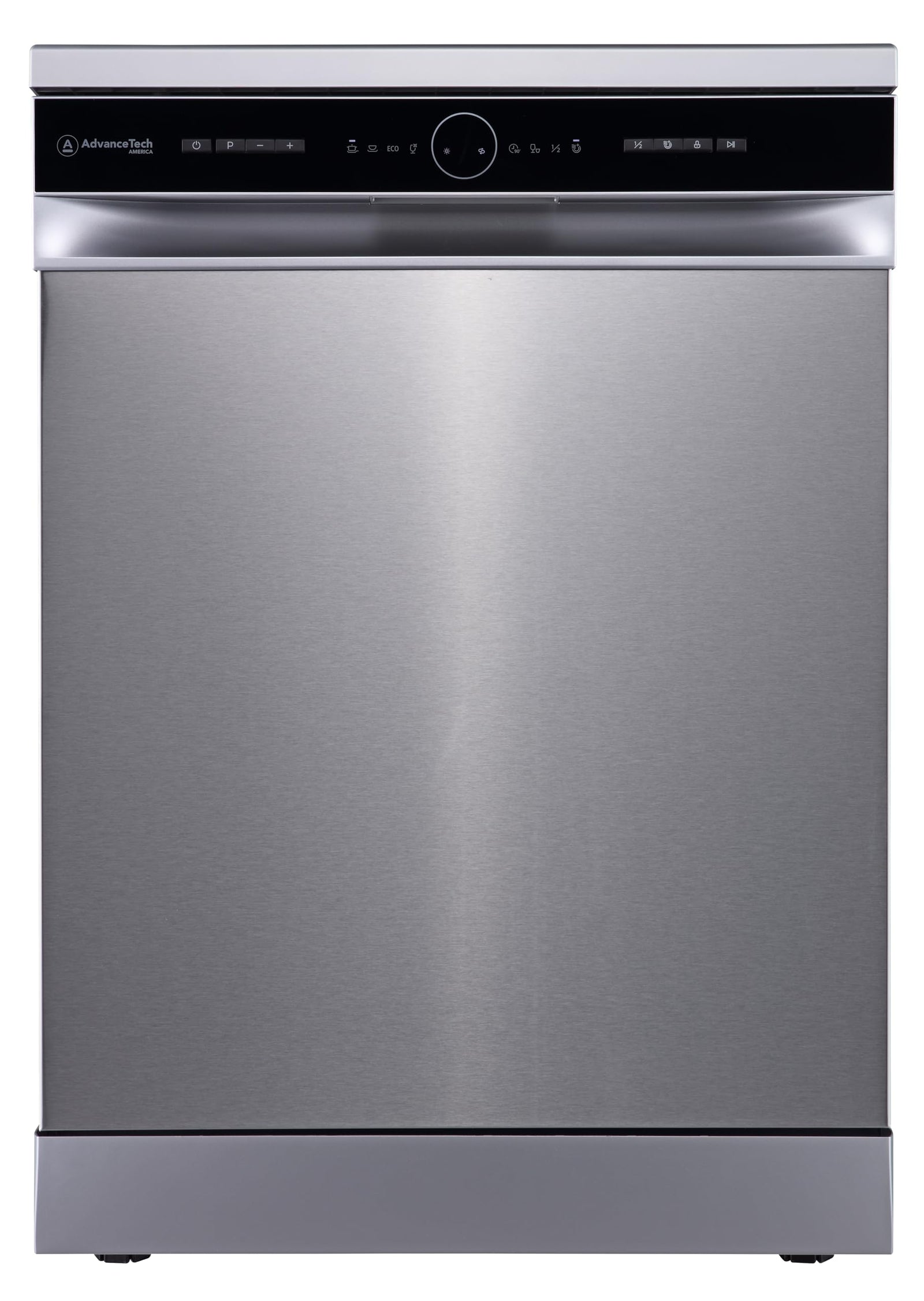 AdvanceTech America Free Standing Dishwasher 12 Place Settings, 6 Programs, 2 Rack Levels, Energy Efficiency A++, Quiet -Silver Stainless Steel - ATDW126MSS -1 Year Warranty