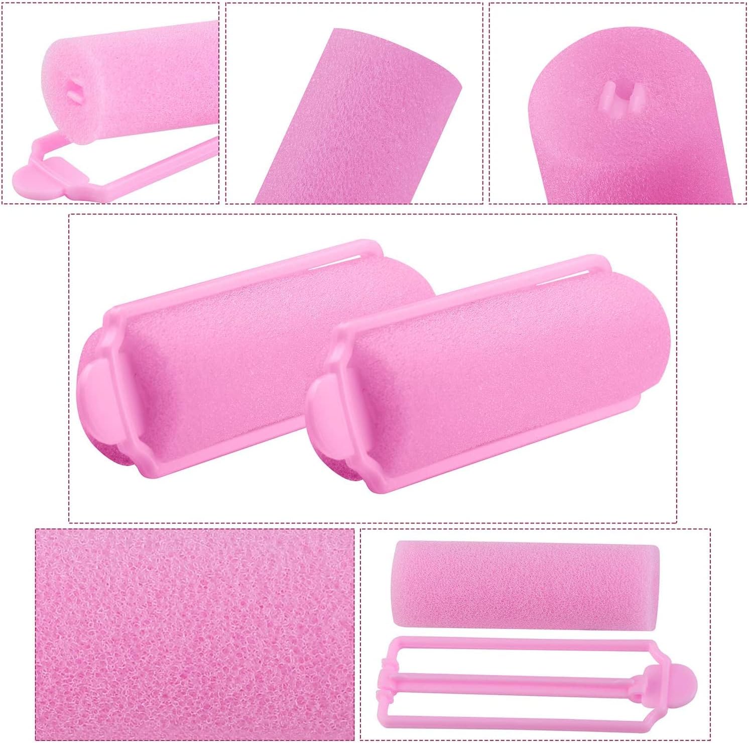 Foam Sponge Hair Rollers, 36 Pieces 20 mm Mini Foam Hair Styling Curlers, Flexible Sponge Curlers, Soft Sleeping Hair Curlers for Adults and Kids, for Women Creating Hair Curls (Pink)