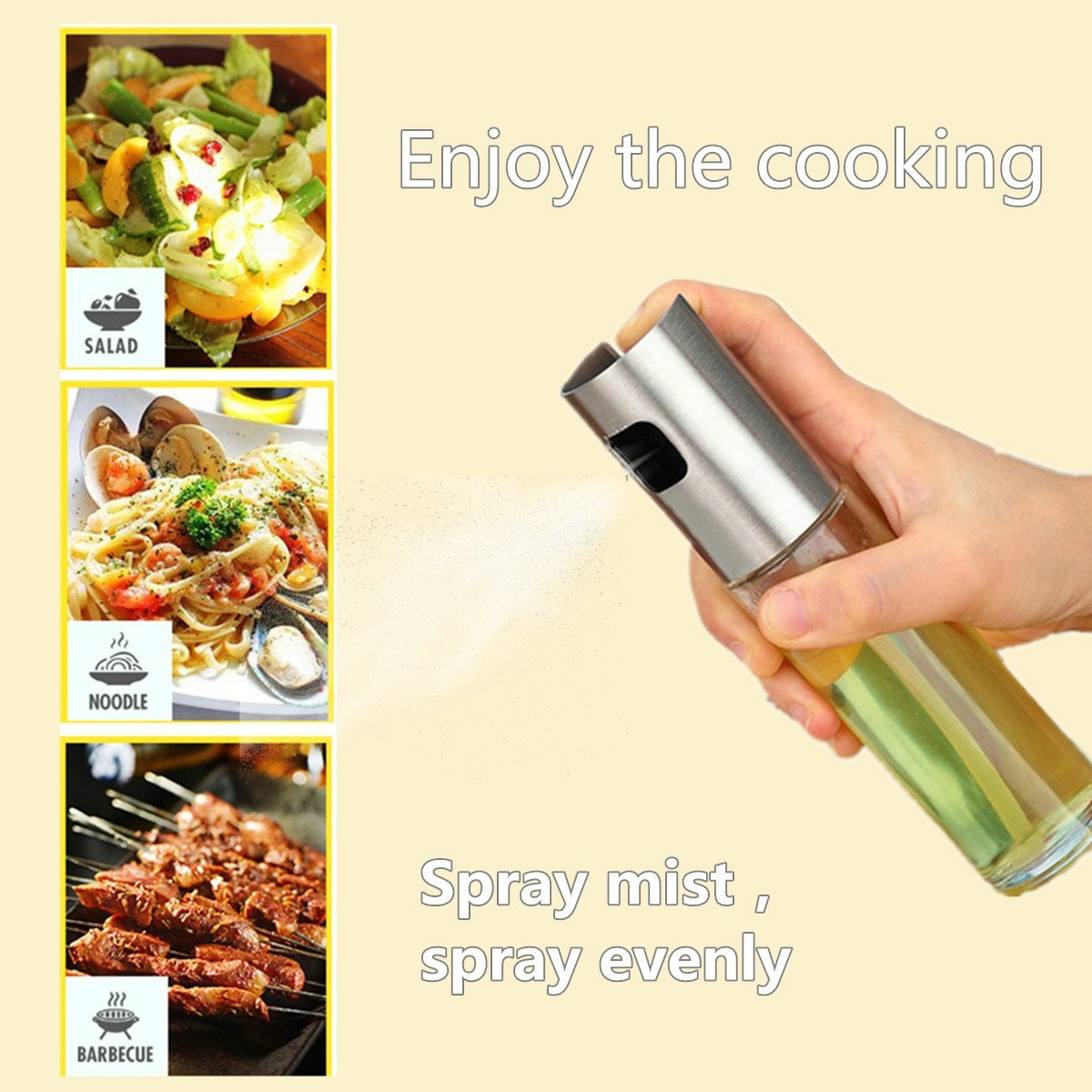 Olive Oil Sprayer, Food-grade Glass Oil Spray Bottle Oil Misters Vinegar Bottle Oil Dispenser for Cooking, Salad, BBQ, Kitchen Baking, Roasting, 3.42-ounce Capacity