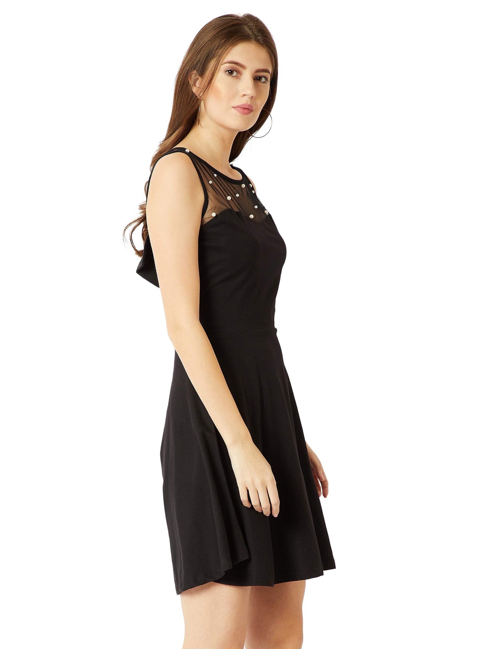 Miss Olive Women's Cotton Skater Mini Dress.Black.L.