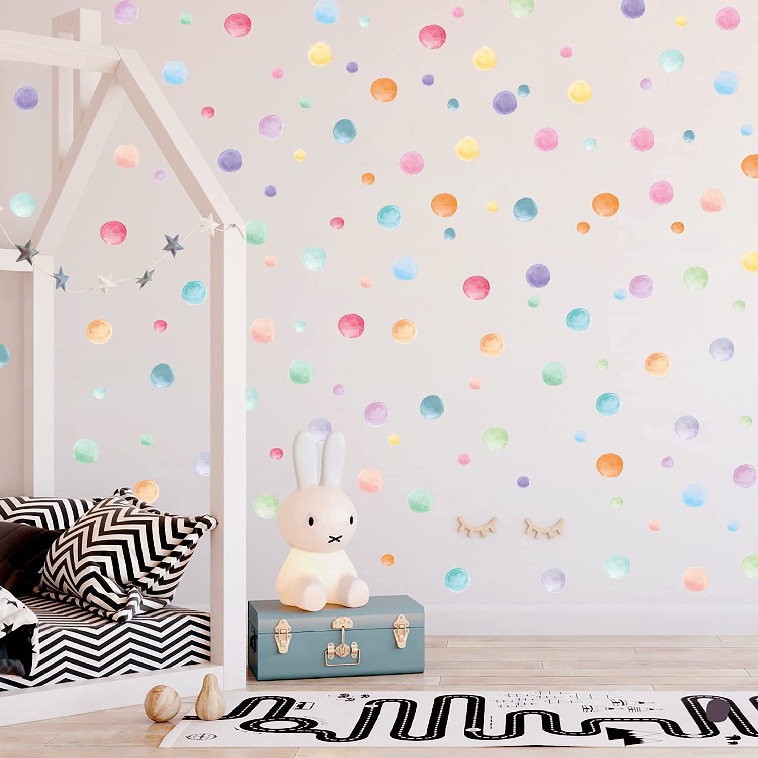 123 Pcs Watercolor Polka Dots Wall Stickers, Colorful Round Wall Decal, Peel and Stick Rainbow Wall Stickers, Multicolor Circle Window Clings Decoration for Nursery Kids Bedroom Classroom Wall Decor