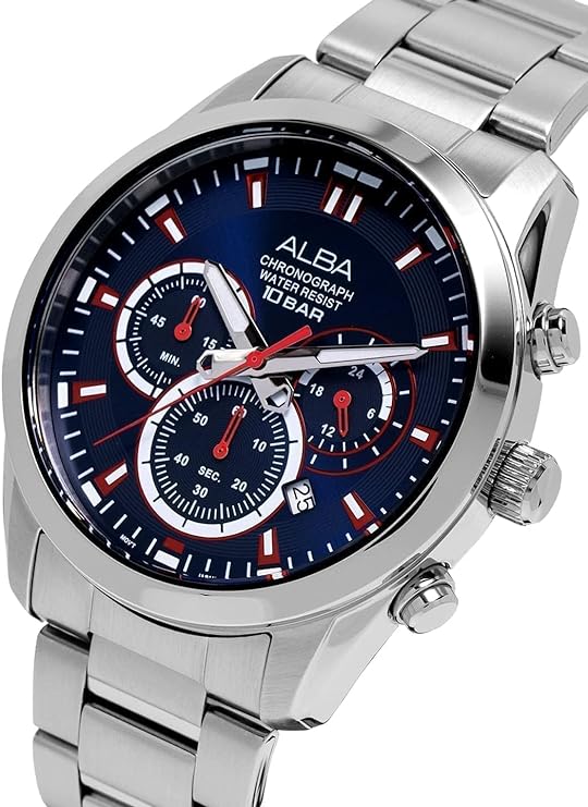 Alba Active Stainless Steel Wrap Bracelet Band Analg Watch for Men Blue Dial AT3H73X1, Blue, SS Wrap Bracelet