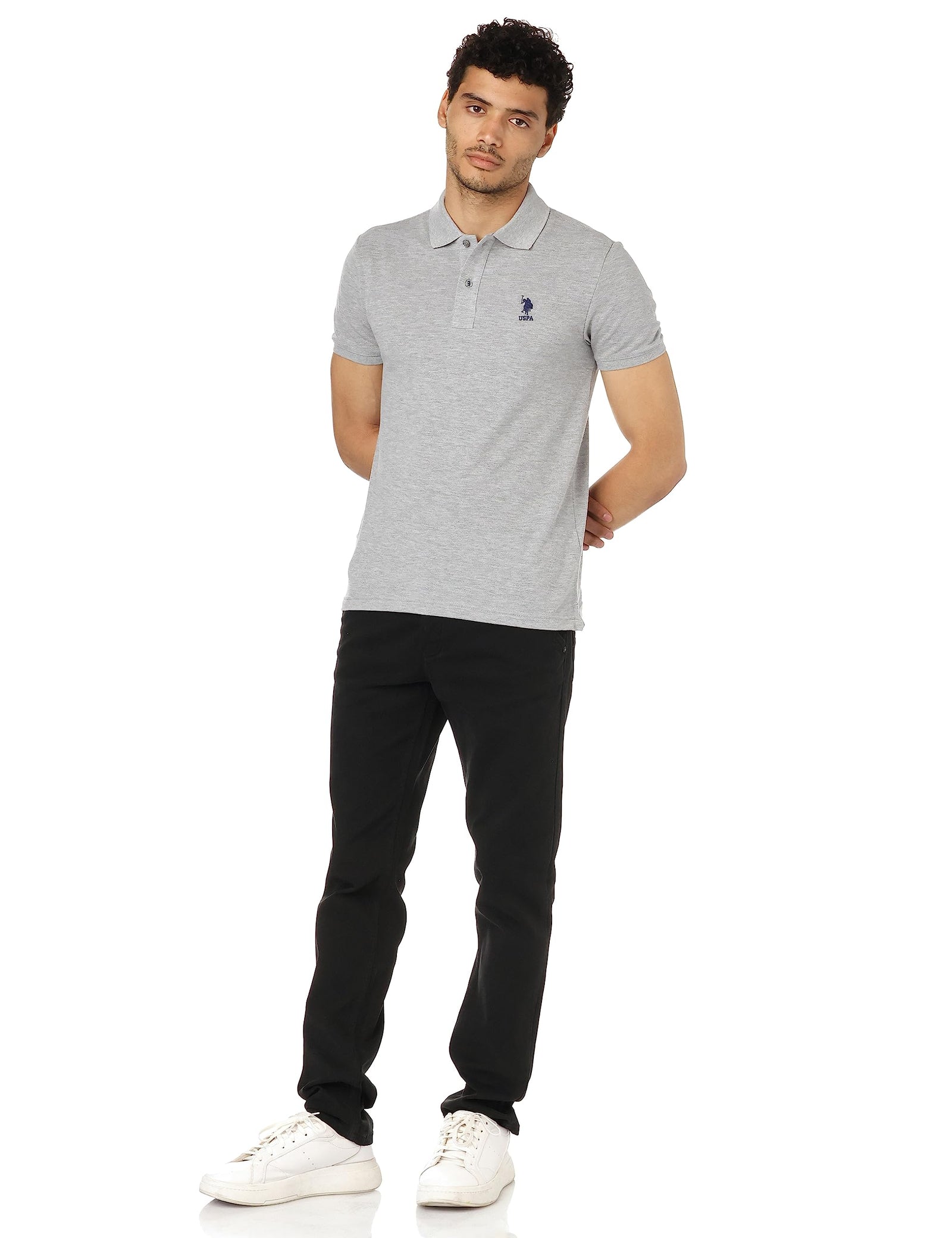 U.S. Polo Basic Polo Shirt For Men, Grey -Xs