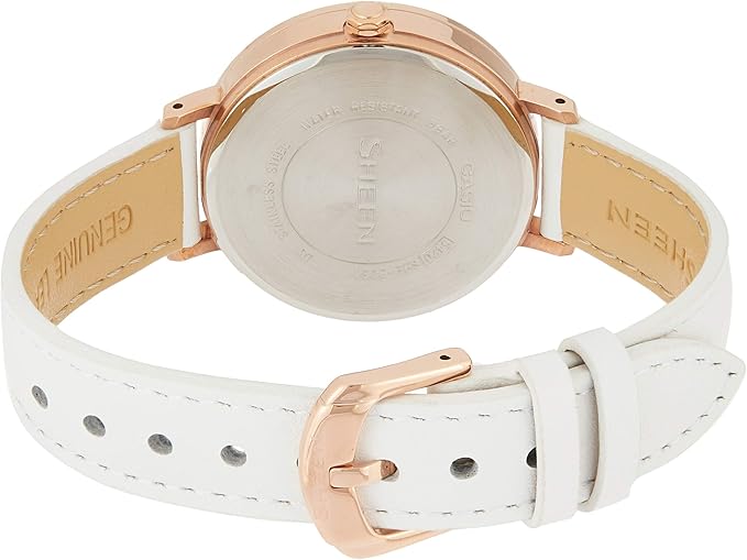 Casio Sheen Women's White Band Watch SHE-3064PGL-7AUDF Analog