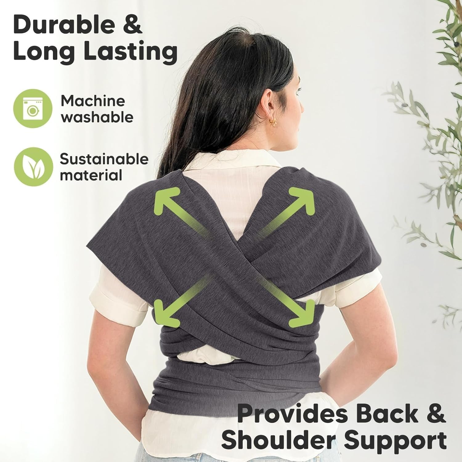 YKingder Baby Wrap Carrier - Original Baby Carrier Wrap Sling for Newborns - Baby Wearing Essentials - Newborn Wrap Swaddle Holder, Newborn to Toddler Infant Sling (Grey)