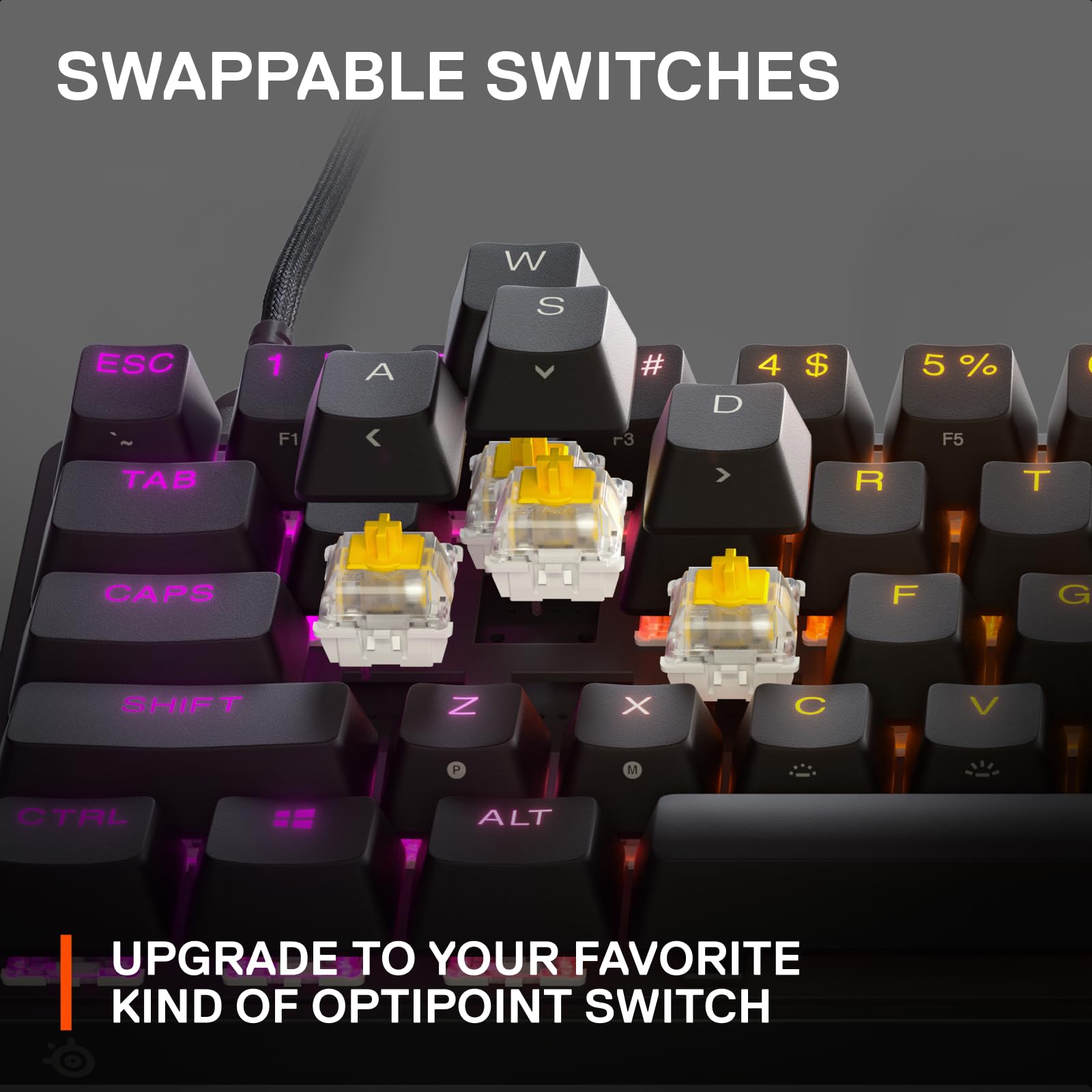 SteelSeries New Apex 9 Mini – HotSwap Optical Mini Keyboard – 60% Compact Design – Optical Switches – RGB Customization – Aluminum Alloy Frame – Double Shot PBT Keycap