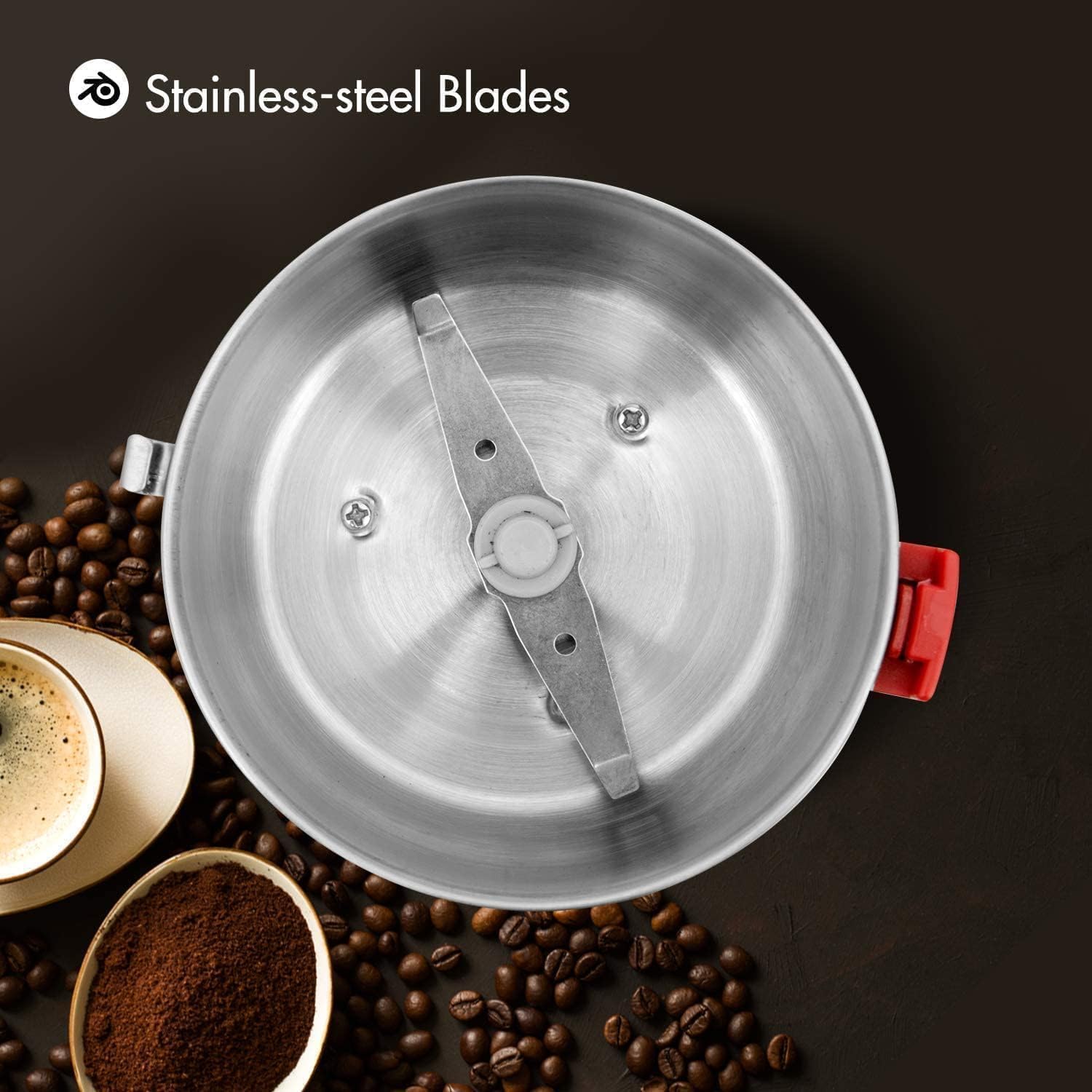 Geepas 150W Electric Coffee Grinder - Stainless Steel Blade |Stainless Steel Cup for Grinding, GCG5440 Overheat Protection | Removable Steel Bowl |2 Year Warranty