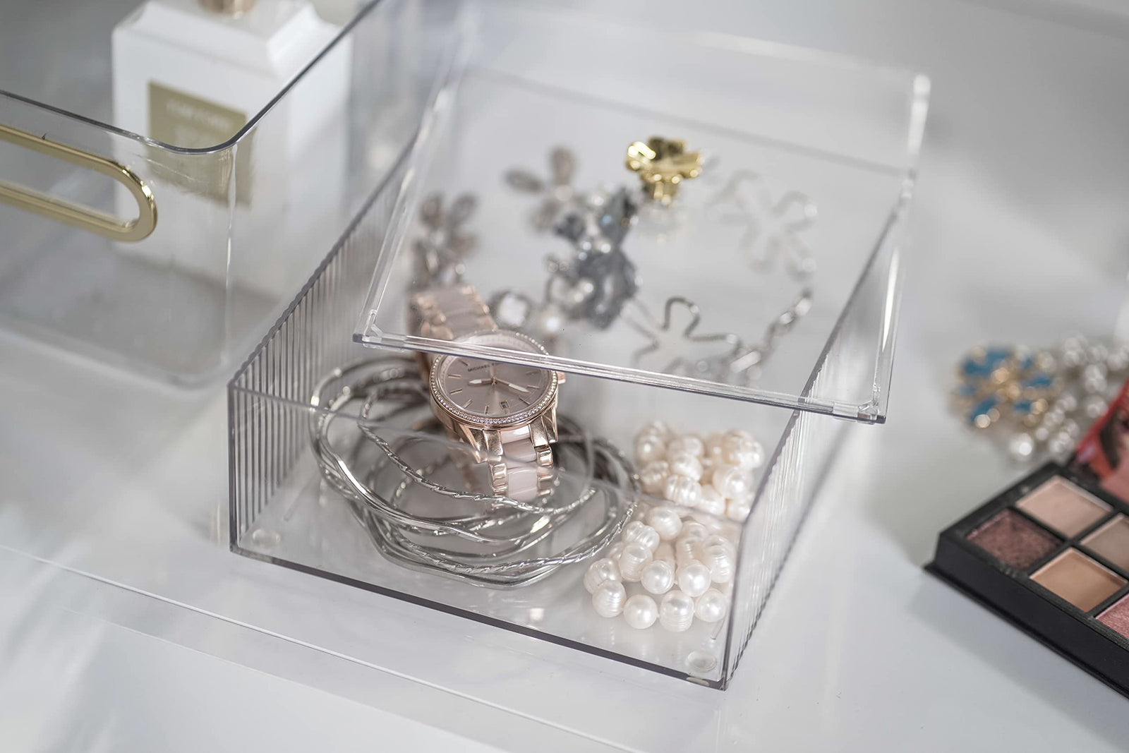 Homesmiths Clear Storage Box, Transparent - Organize Jewellery, Office Supplies, Craft Supplies - L18 x W15 x H7.5 cm