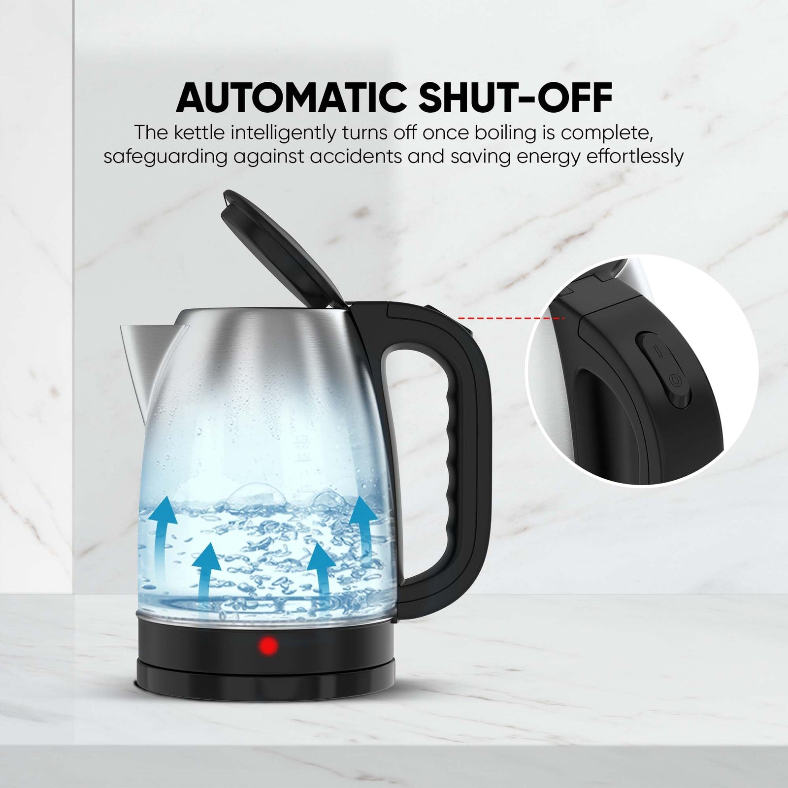 Nikai 1.7L Stainless Steel Electric Kettle, 2200W Power, Stylish & Safe Boiling, Auto Shut Off, Indicator Light, 360° Rotating Base, Timeless Design, Matt Finish, Ideal for Home & Office use - NK420A