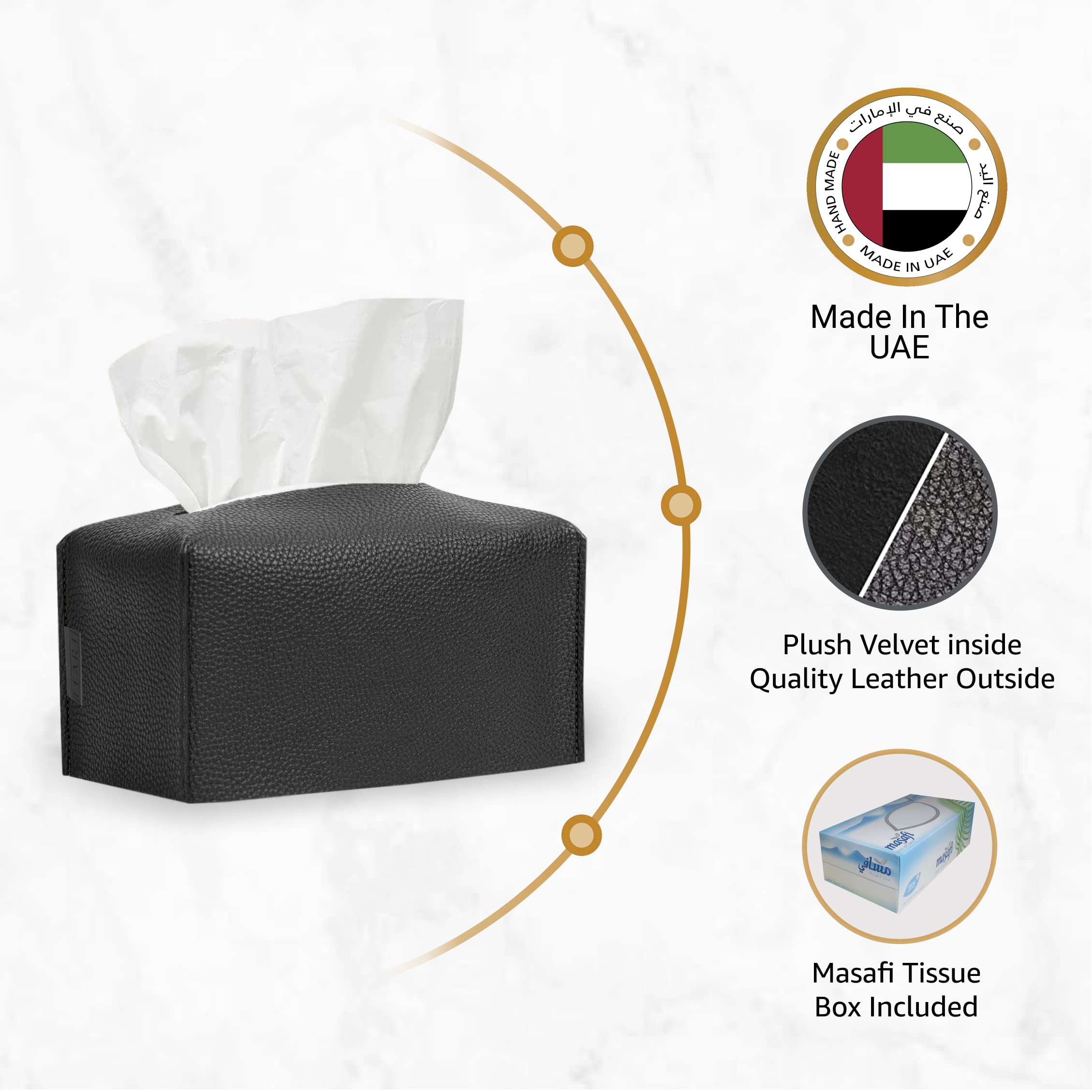 LEART Leather Tissue Box Cover Holder – Home Decorations for Living Room, Bedroom and Office, Tissue Box Cover for Car (Black)