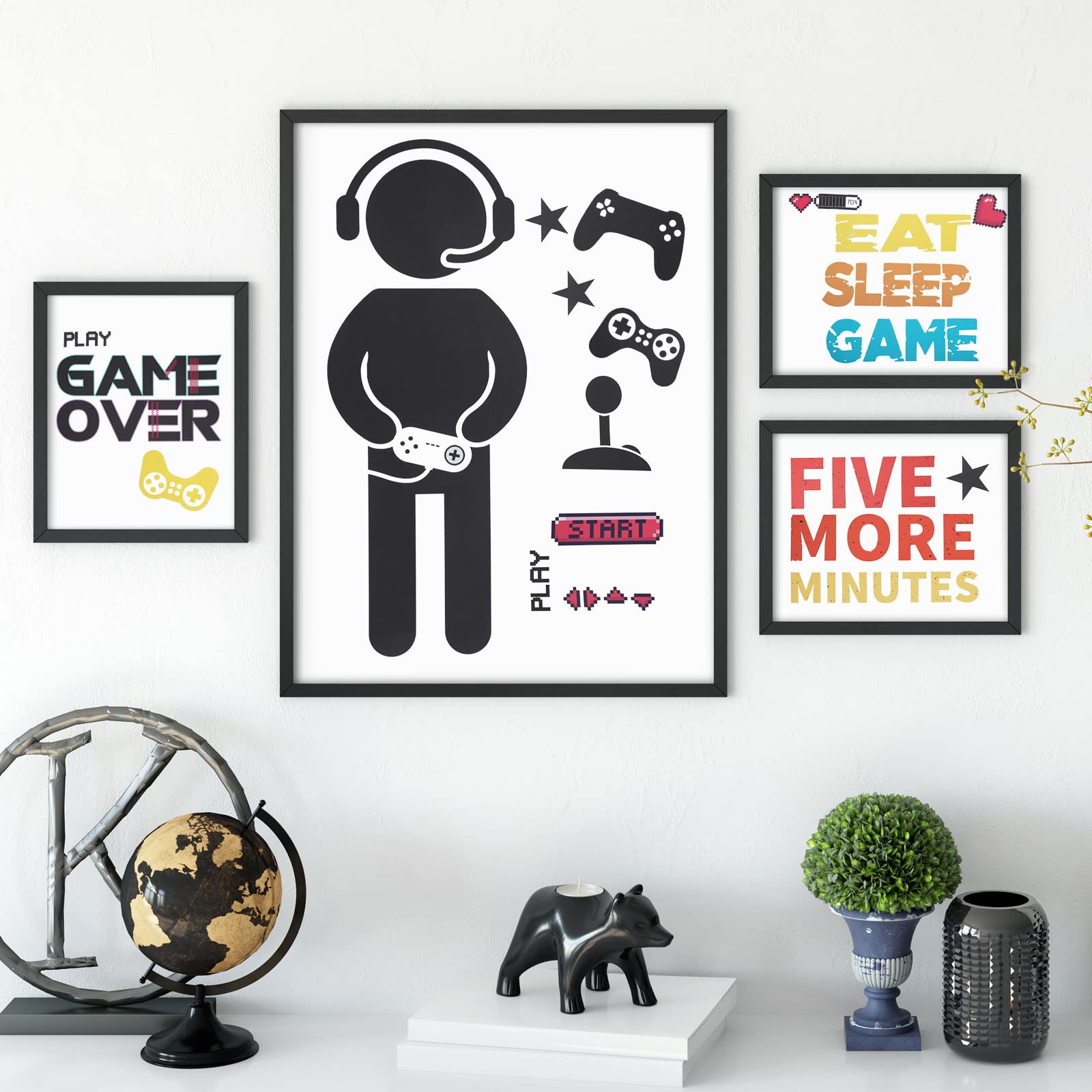 Zonon Gamer Room Decor Gaming Wall Decals Sticker Gamer Decals Boys Room Decals Video Game Decor Eat Sleep Game Wall Decal for Gamer Bedroom Playroom Decorations (Chic Style)