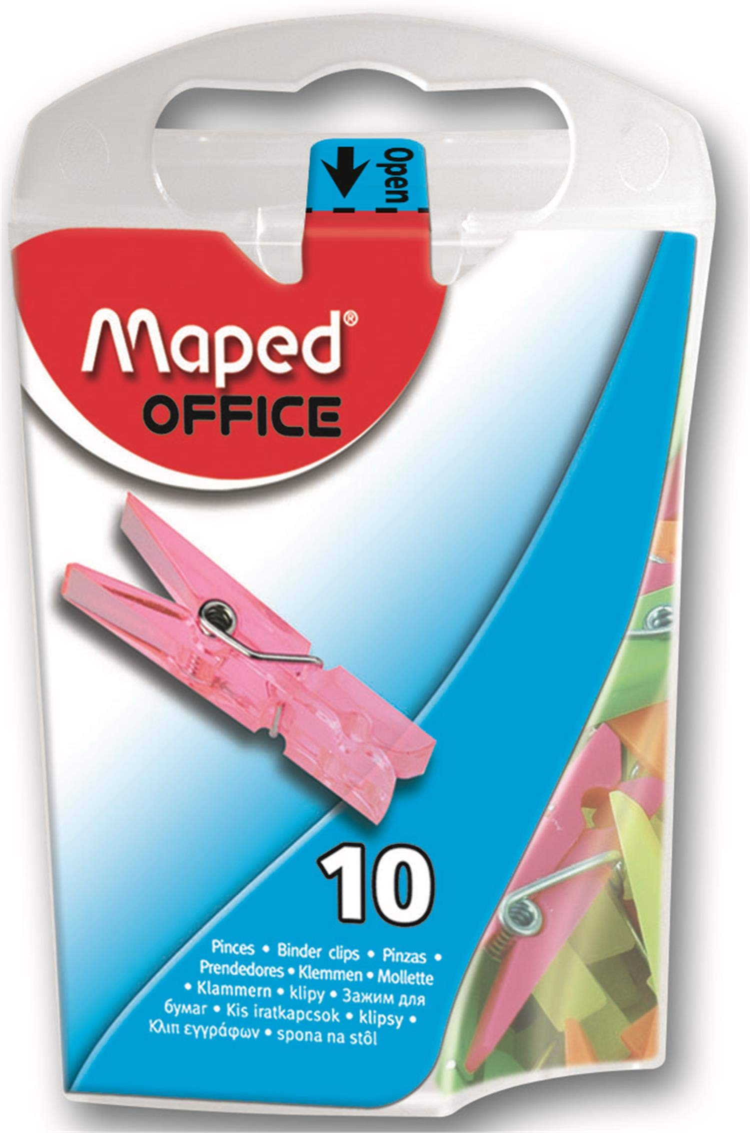 Maped Mini Clips in Dispenser Case - Assorted Colors, Pack of 10 (Model: 344011ZC)