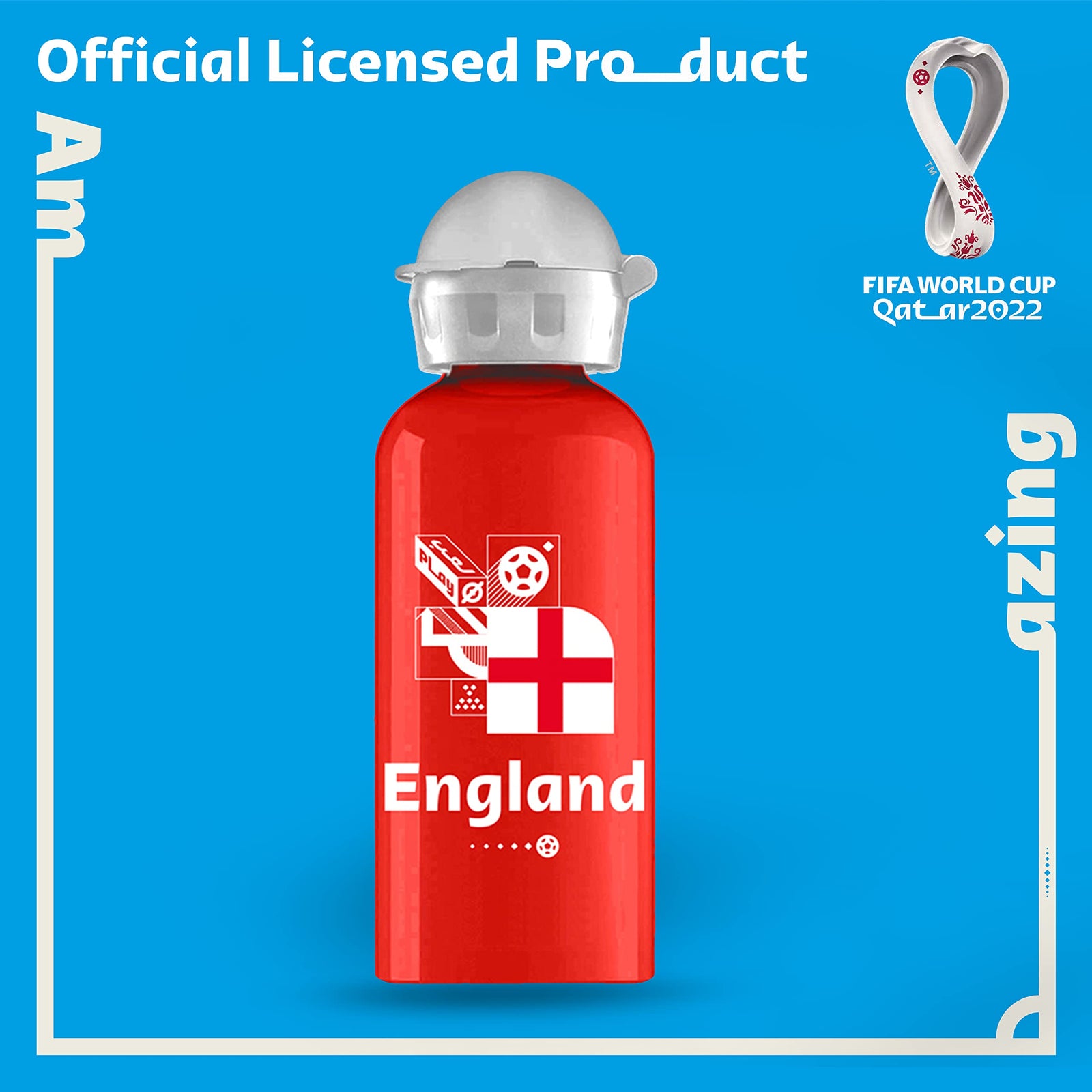 FIFA World Cup Qatar 2022 Graphic Printed Kids Aluminium Bottle England 400ml