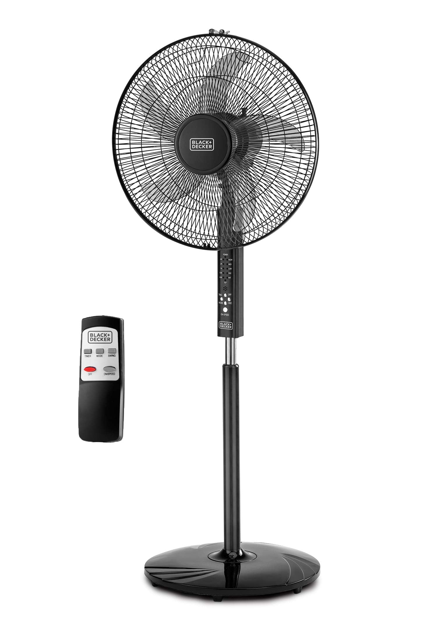 Black & Decker 60W Stand Fan 16 Inch Fan Diameter 90° Wide Swing, 3 Speeds Low/Medium/High Plus Modes And 5AS Blade With Remote Control For The Perfect Temperature FS1620R-B5