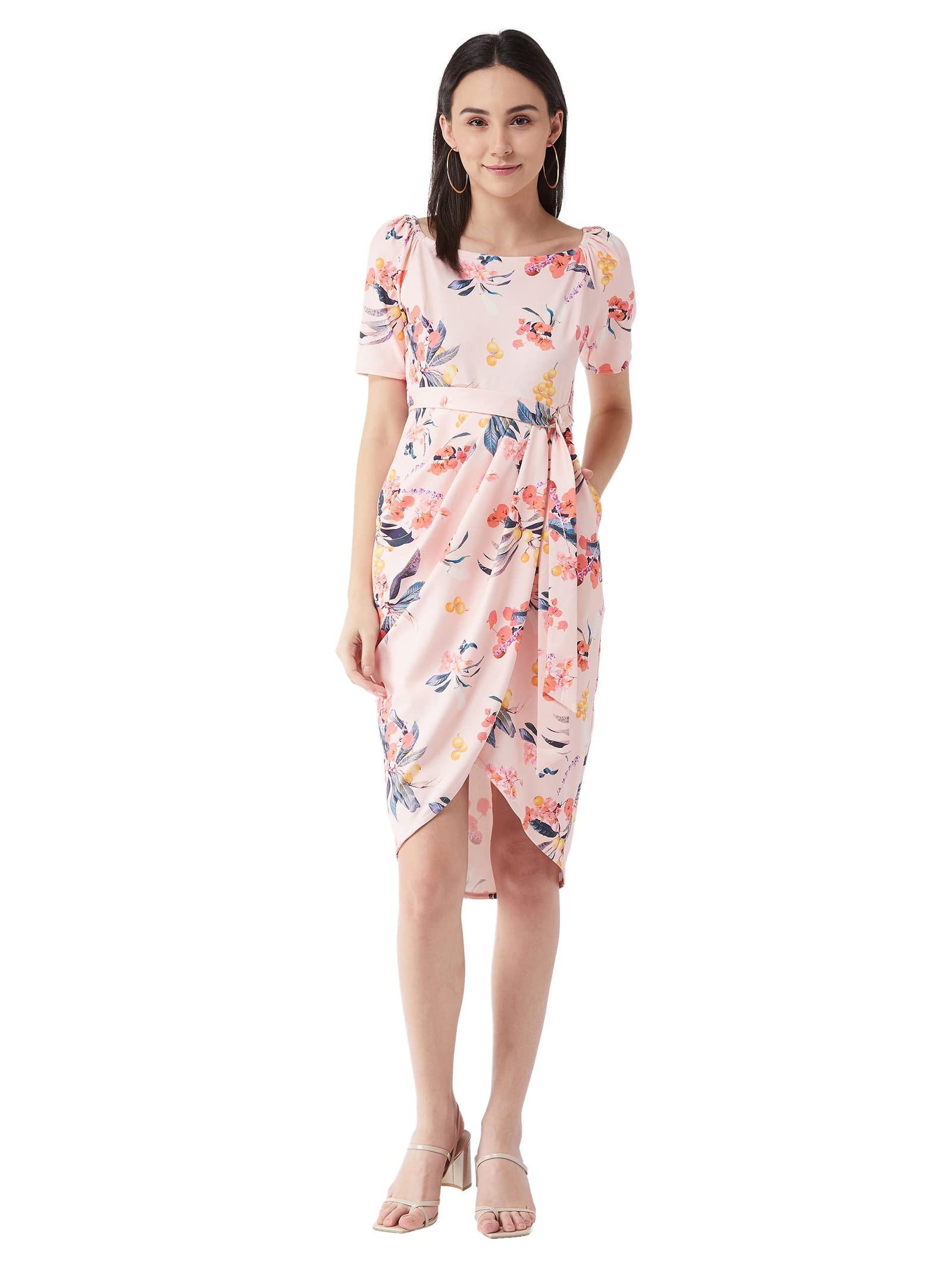 Miss Olive Women's Relaxed Fit Knee Length Premium Polyester Dress (MOSS23D31-37-254)