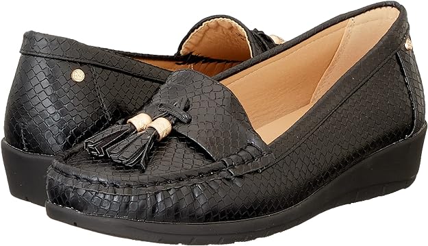 Dejavu womens Wedge Heel PU Leather Front Tassels Flat Loafer Sneaker