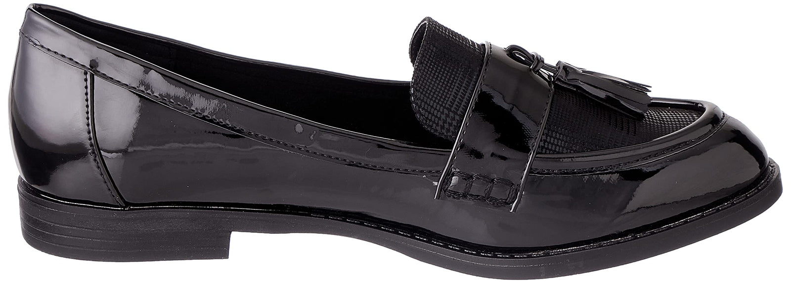 Sprox Patent Faux Leather Notched Vamp Tassel Loafers For Women