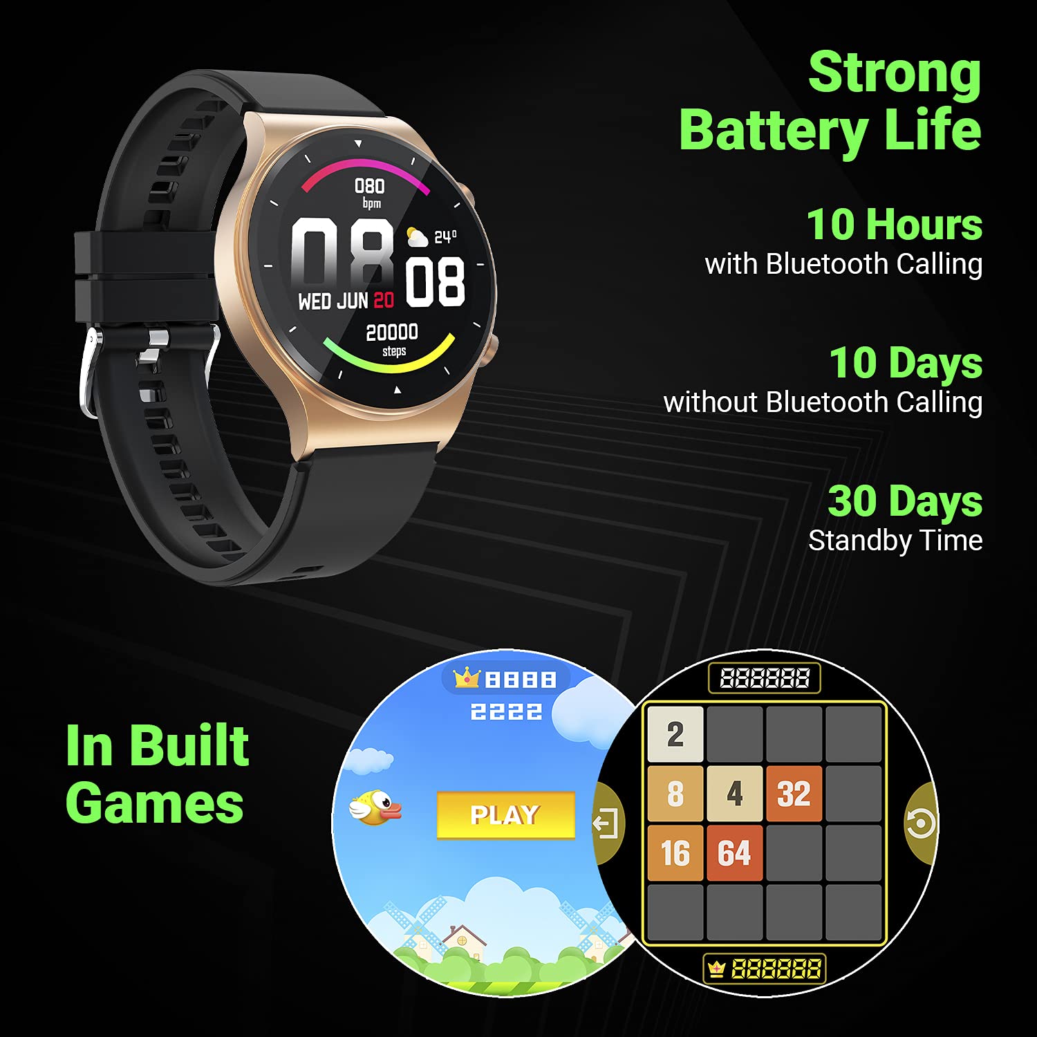 Fire-Boltt 360 Pro Bluetooth Calling 360*360 Pro Display Smart Watch With Rolling Ui & Dual Button Technology, Spo2, Heart Rate & Temperature Monitoring With Local Music And Tws Pairing - Gold