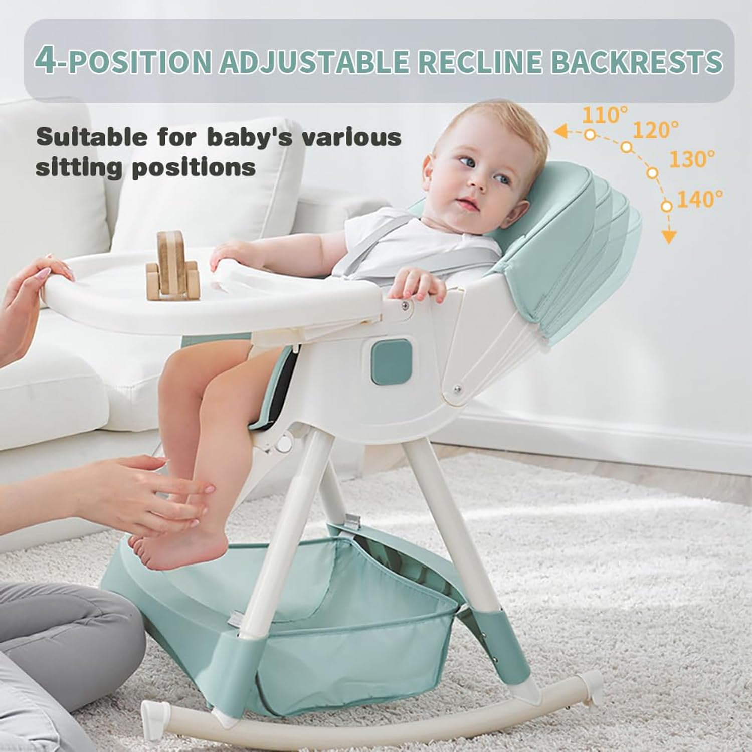 OYDAS High Chair Baby Feeding,4 in 1 high Chairs for Baby and Toddlers,High Chair baby Feeding,Travel Foldable High ChAir with Foot Rest,Baby Eating Chair,Adjustable Height & Recline (gg157)
