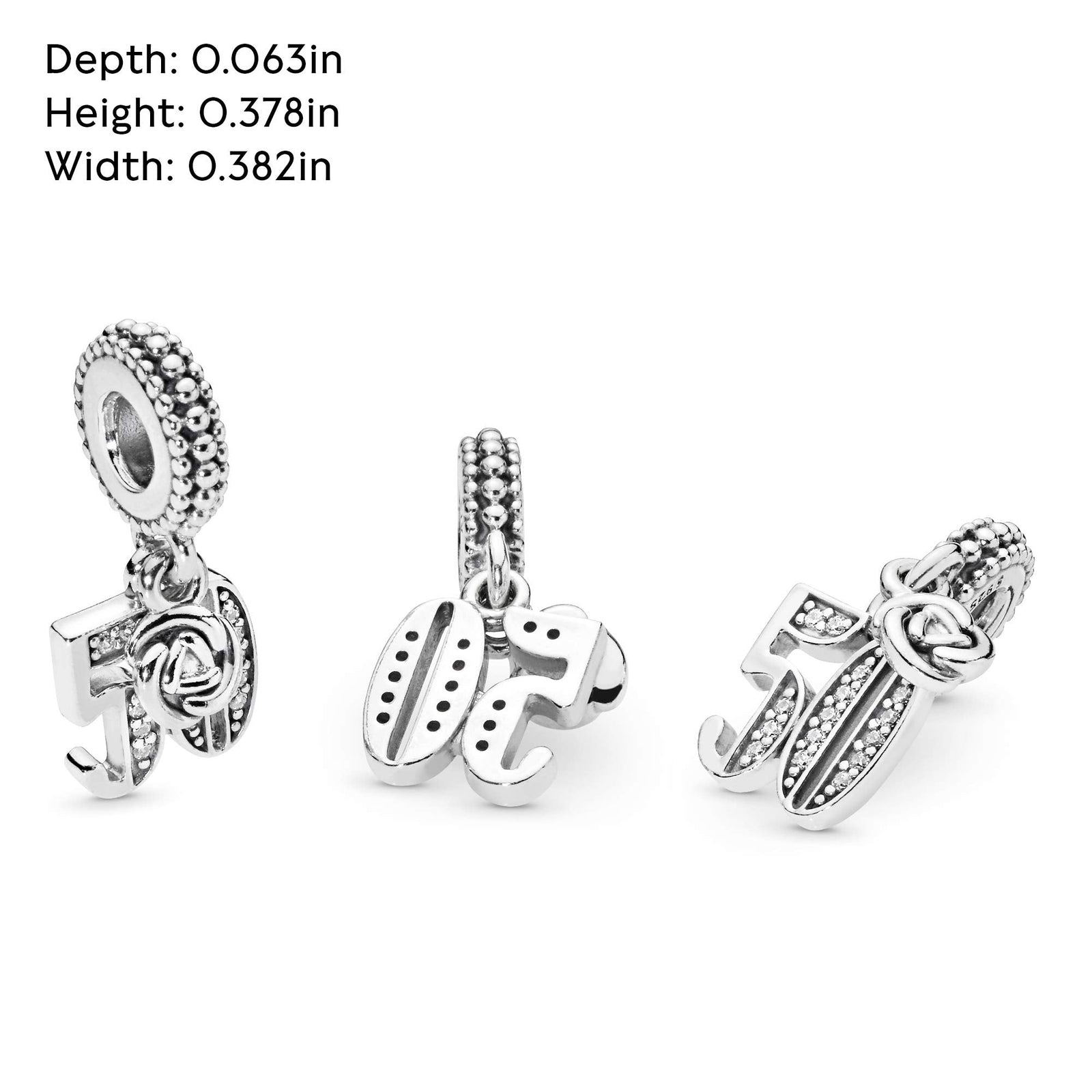 Pandora Women' 50K Silver Cubic Zircon Charms - 797264CZ