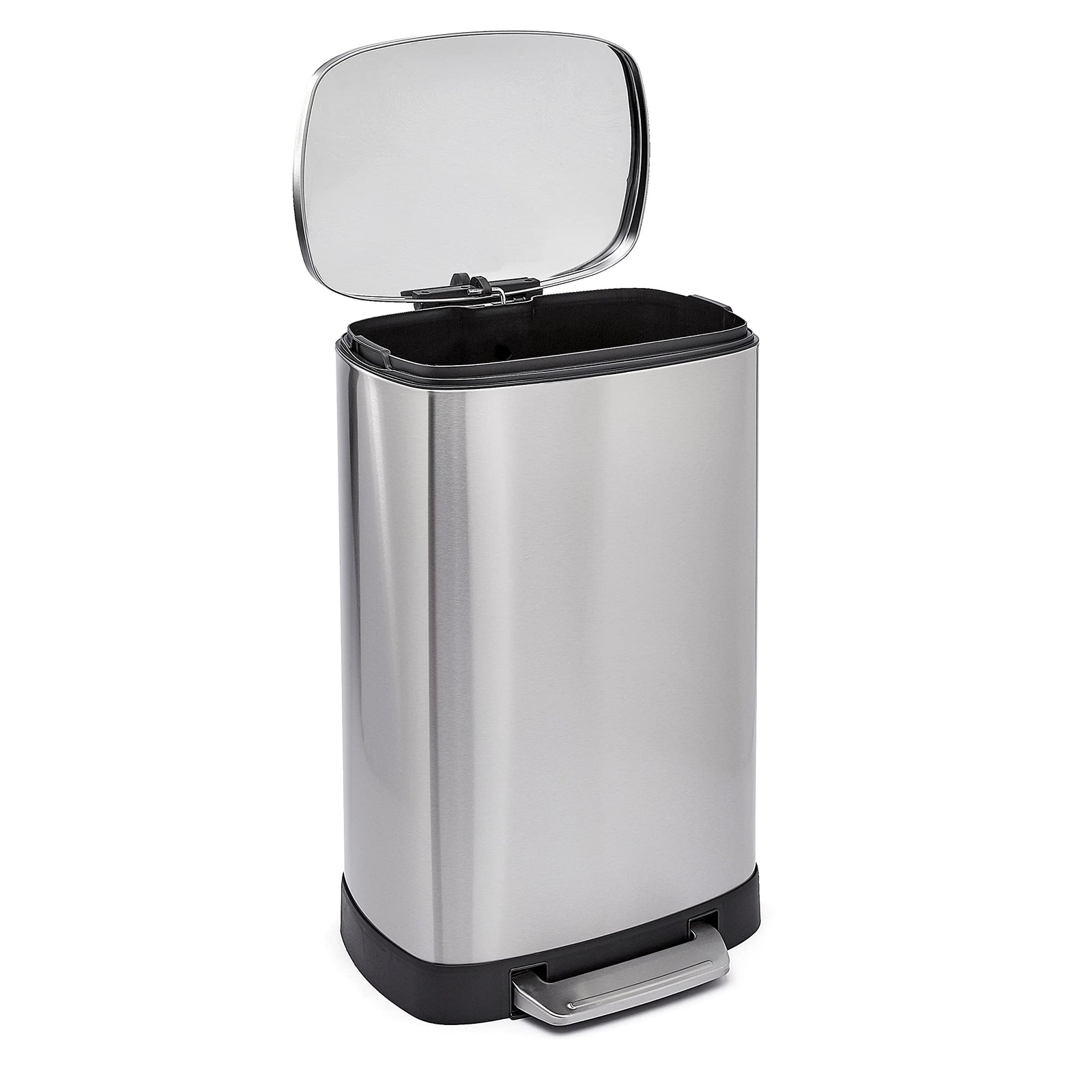 AmazonBasics Rectangle Soft-Close Trash Can with High Base - 50 Liter