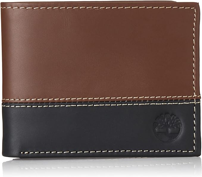 Timberland Men's Hunter Leather Passcase Wallet Trifold Wallet Hybrid