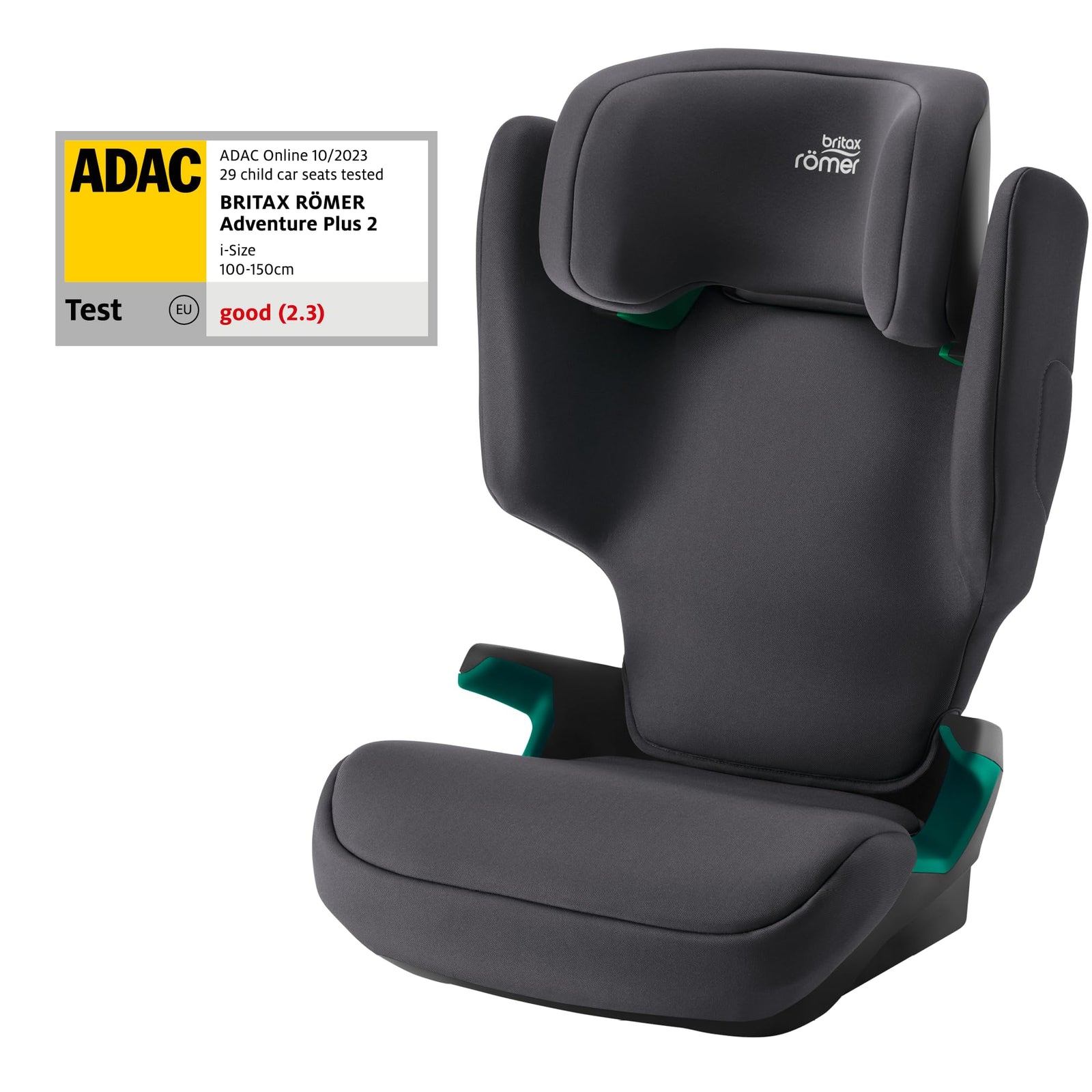 BRITAX RÖMER car seat Adventure Plus, for Children from 100-150 cm (i-Size), 3.5-12 Years, Midnight Grey